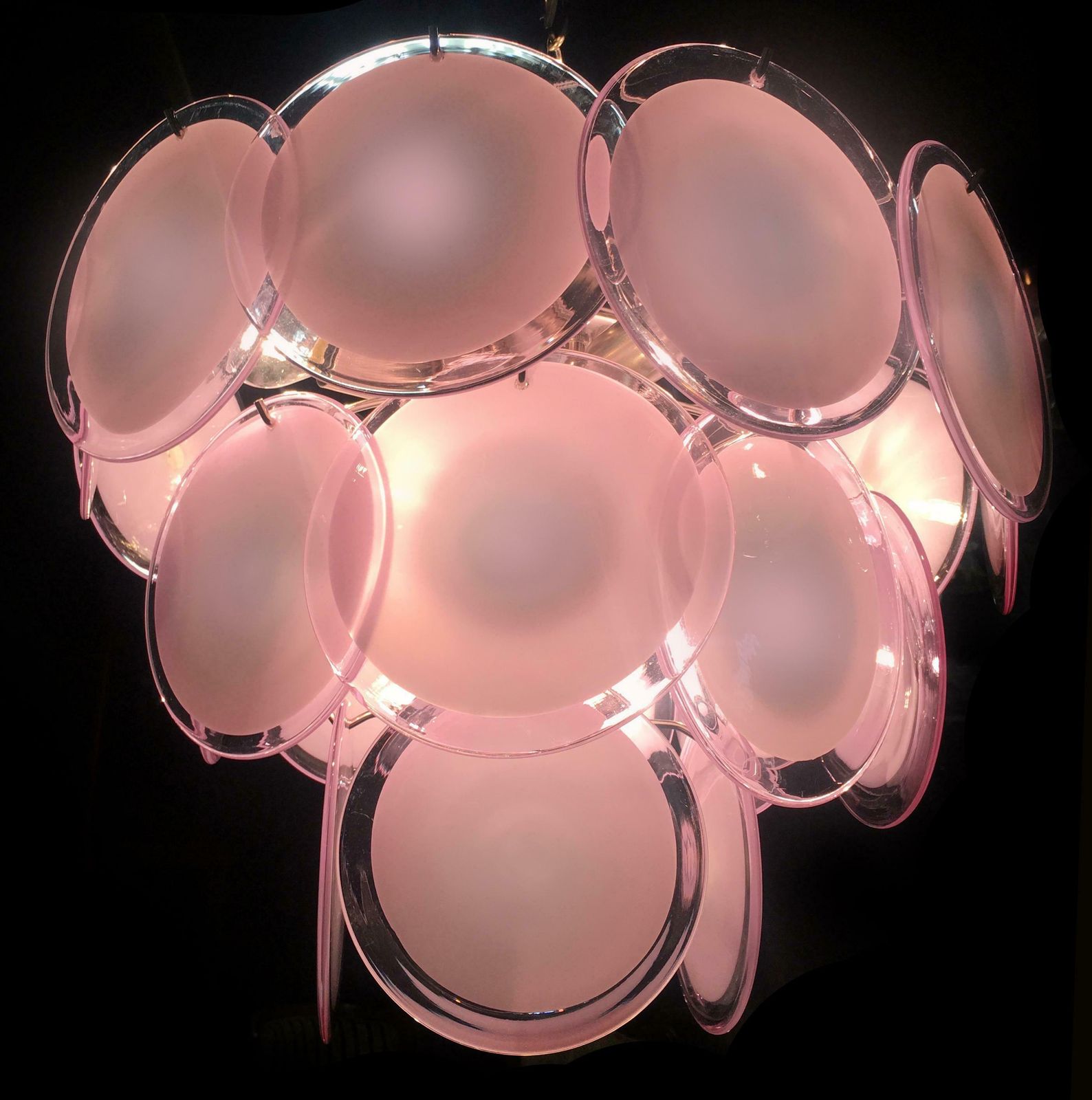 photo vintage Disc Murano Glass Chandeliers By Vistosi Style
