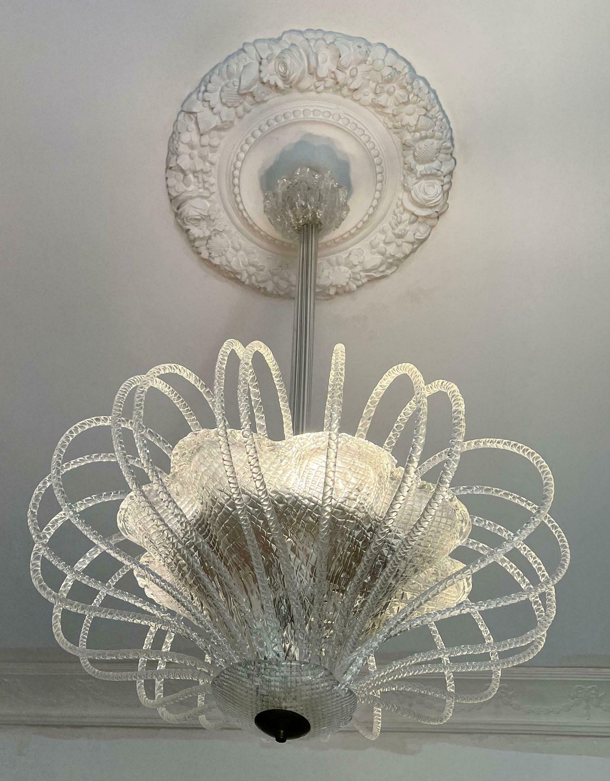 Stunning And Original Chandelier By Barovier & Toso, Murano, 1940s photo for sale