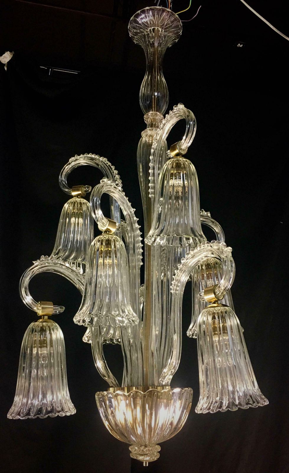 photo vinterior Charming Italian Chandelier By Ercole Barovier, Murano, 1940s