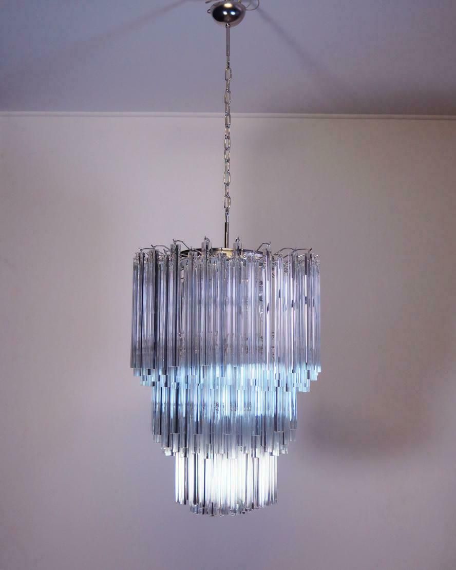 photo vintage Majestic Italian Chandelier Triedri, 184 Prism, Murano