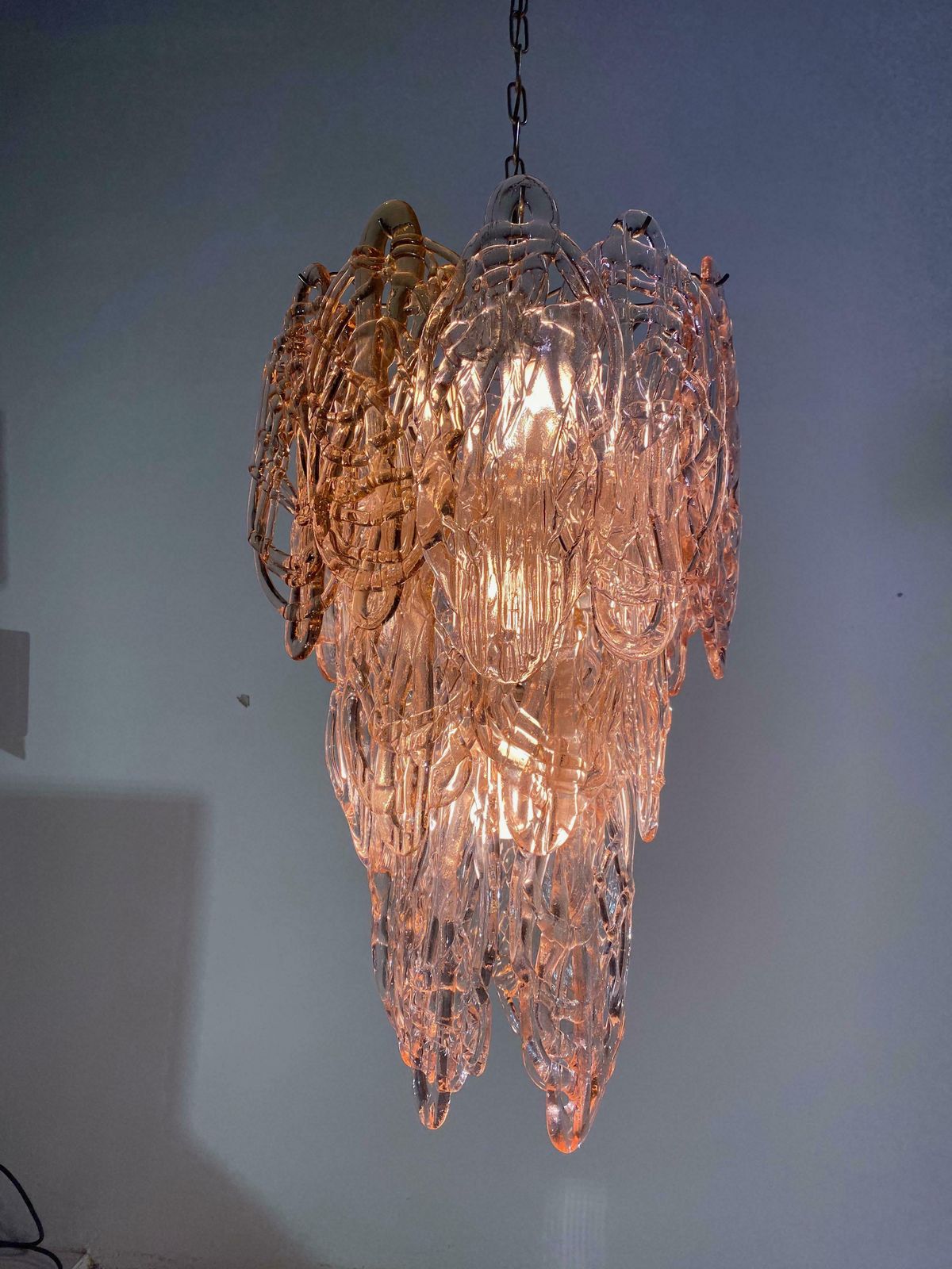 Midcentury Ragnatela Murano Glasse Chandelier By Mazzega, 1970s photo Lighting
