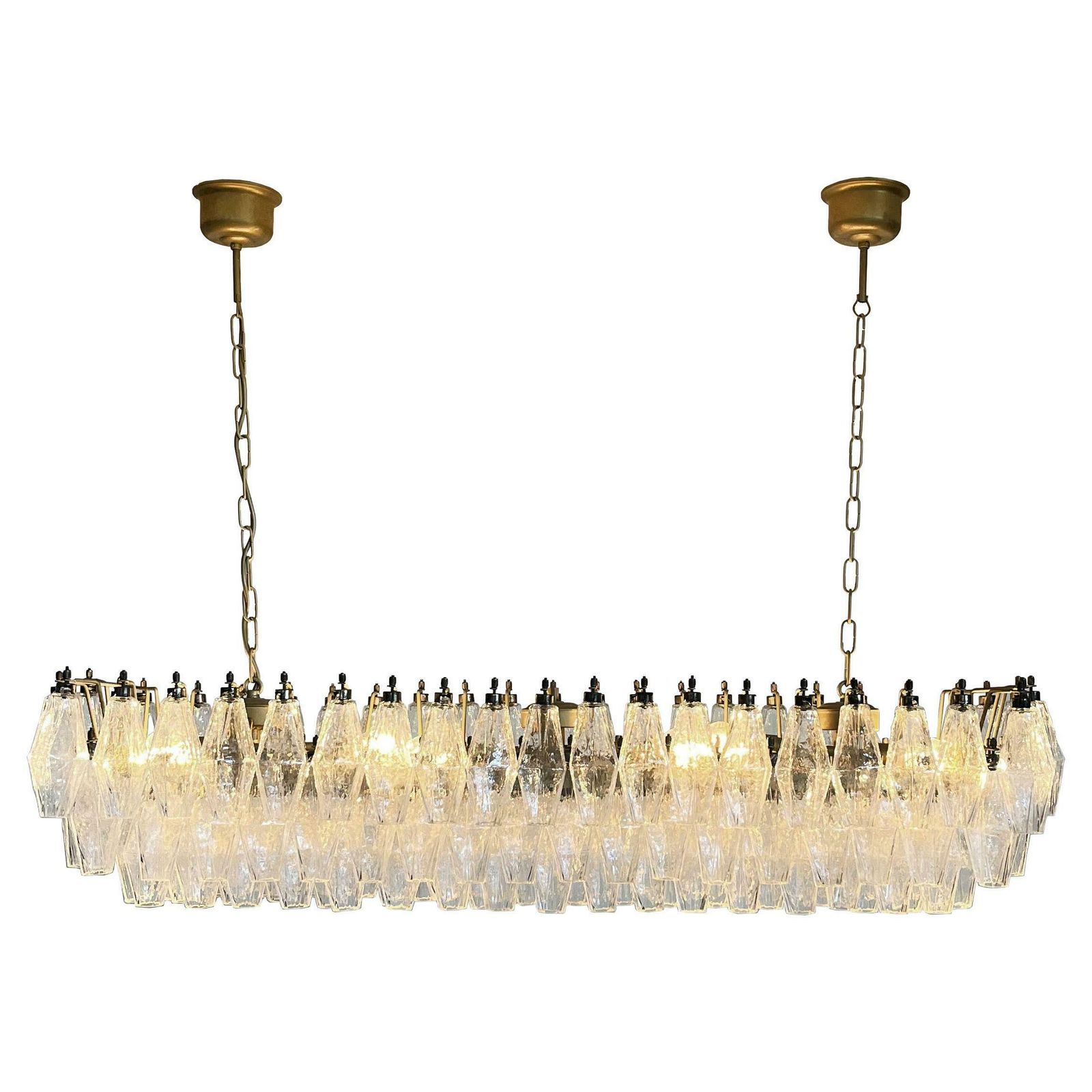 Elegant Murano Poliedri Chandelier   Carlo Scarpa   138 Transparent Glasses