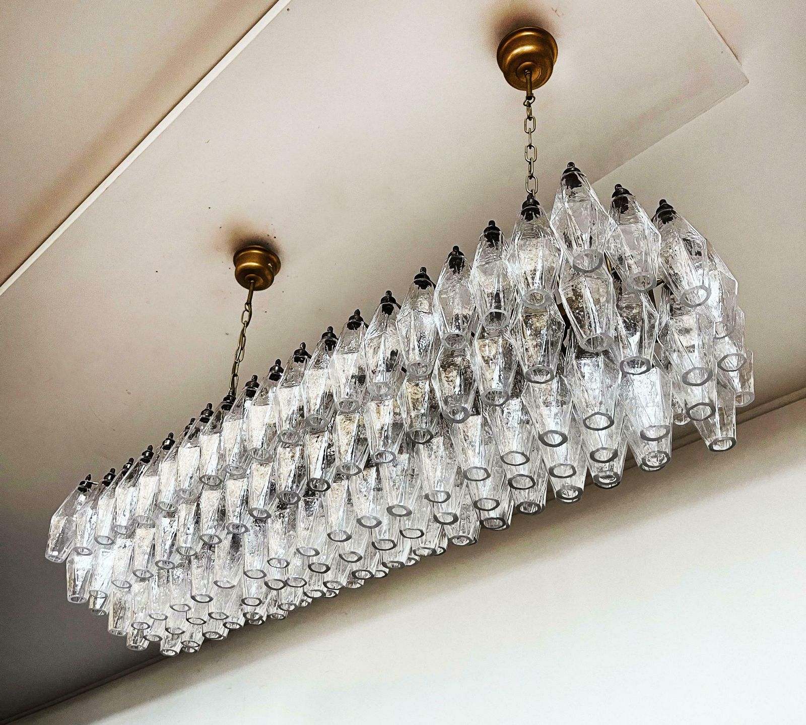 Elegant Murano Poliedri Chandelier   Carlo Scarpa   138 Transparent Glasses photo 4039.0
