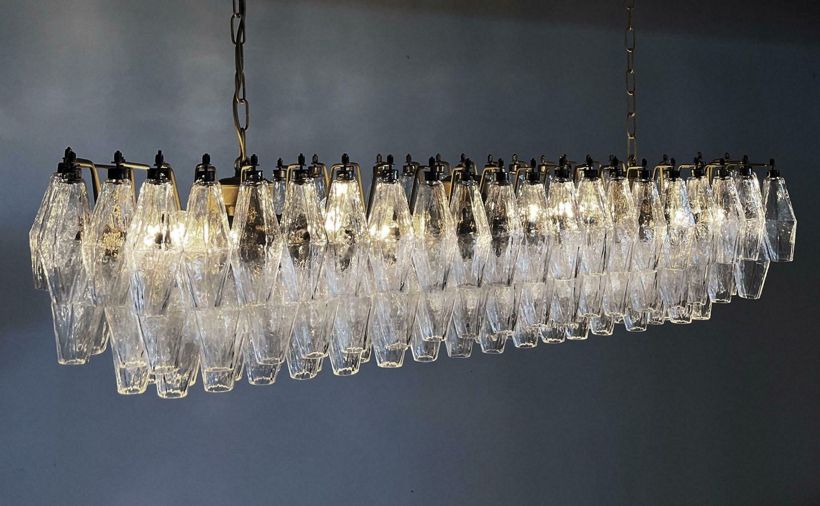 photo for sale Elegant Murano Poliedri Chandelier   Carlo Scarpa   138 Transparent Glasses