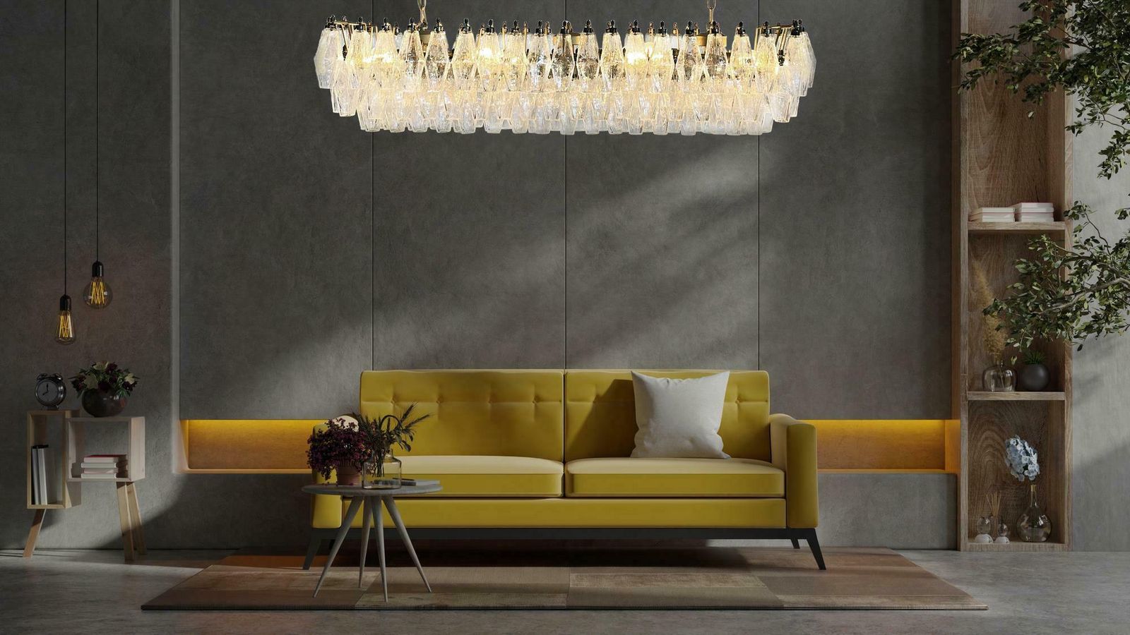 Lighting Elegant Murano Poliedri Chandelier   Carlo Scarpa   138 Transparent Glasses photo