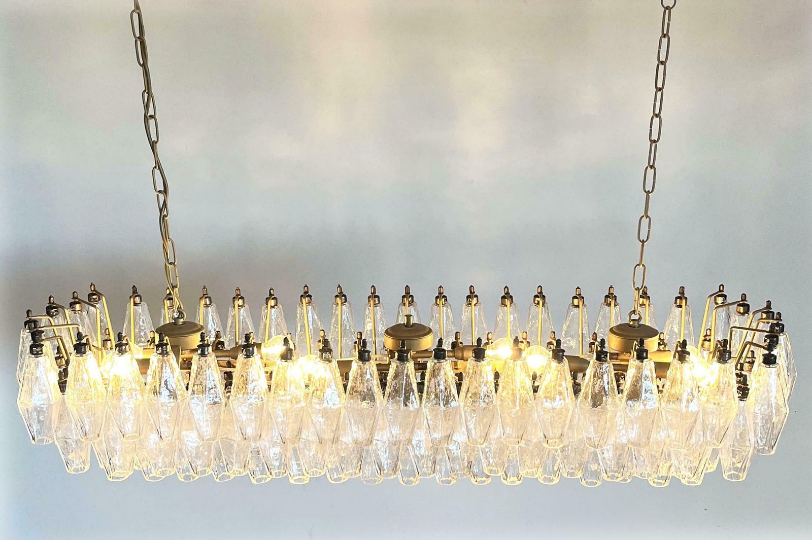 4039.0 Elegant Murano Poliedri Chandelier   Carlo Scarpa   138 Transparent Glasses photo