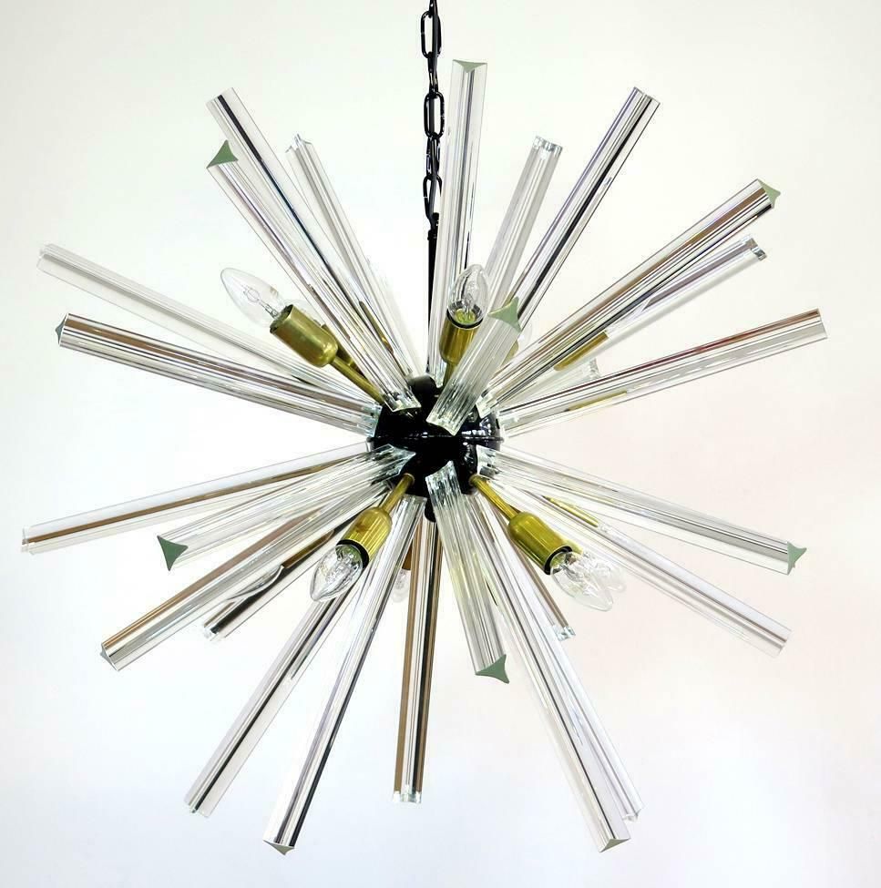 Exceptional Pair Of Sputnik Chandeliers,30 Crystal Glass Murano, 1990 photo Lighting