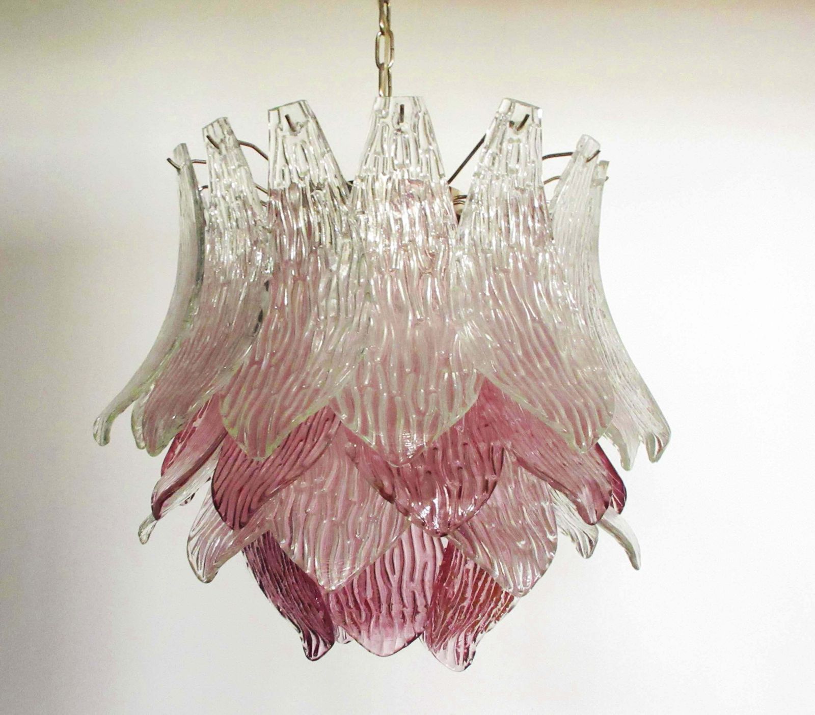 Lighting Pair Of Italian Murano Chandeliers Transparent And Amethyst Glasses, Murano, 1 photo