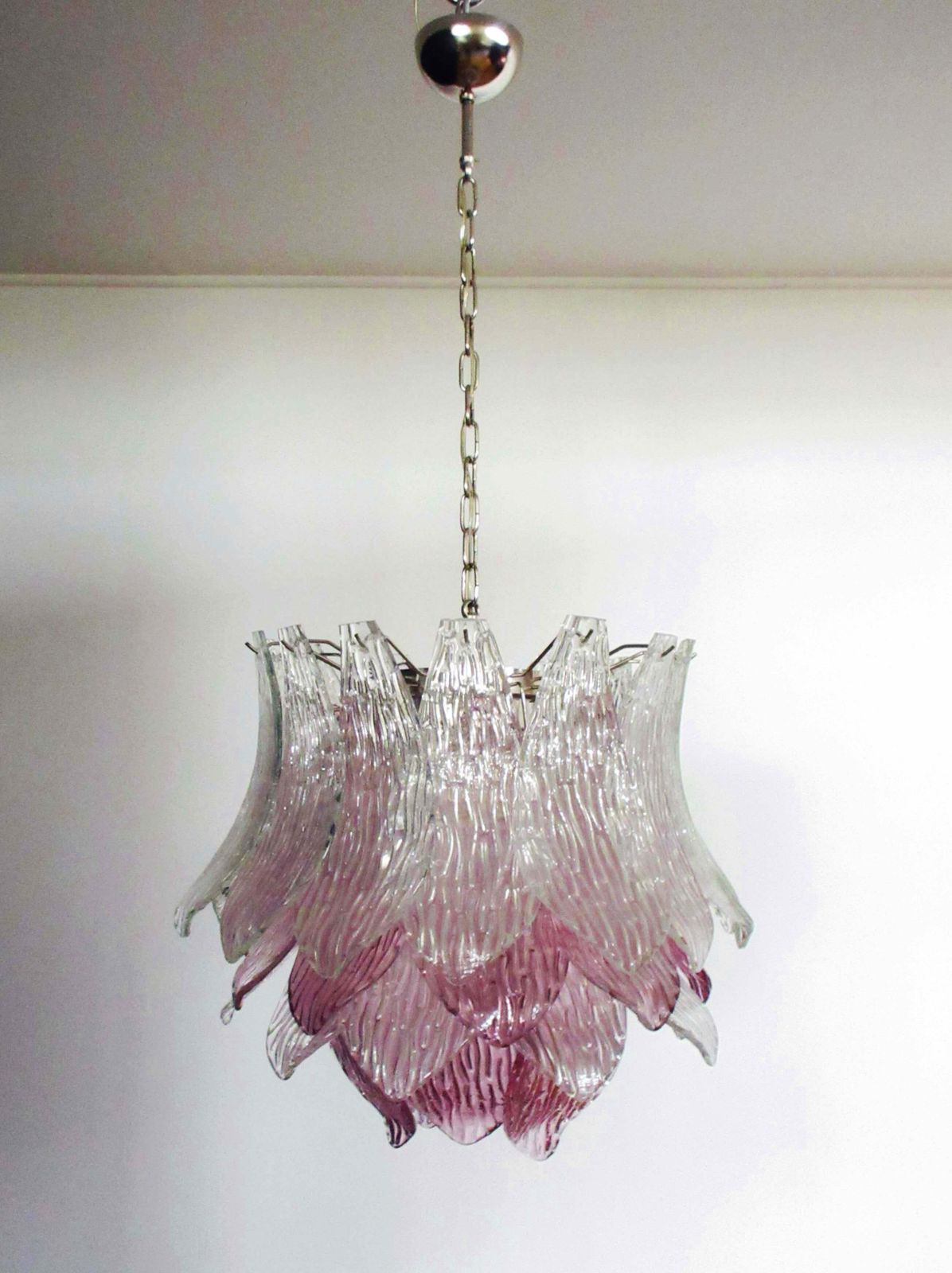 2746.0 Pair Of Italian Murano Chandeliers Transparent And Amethyst Glasses, Murano, 1 photo