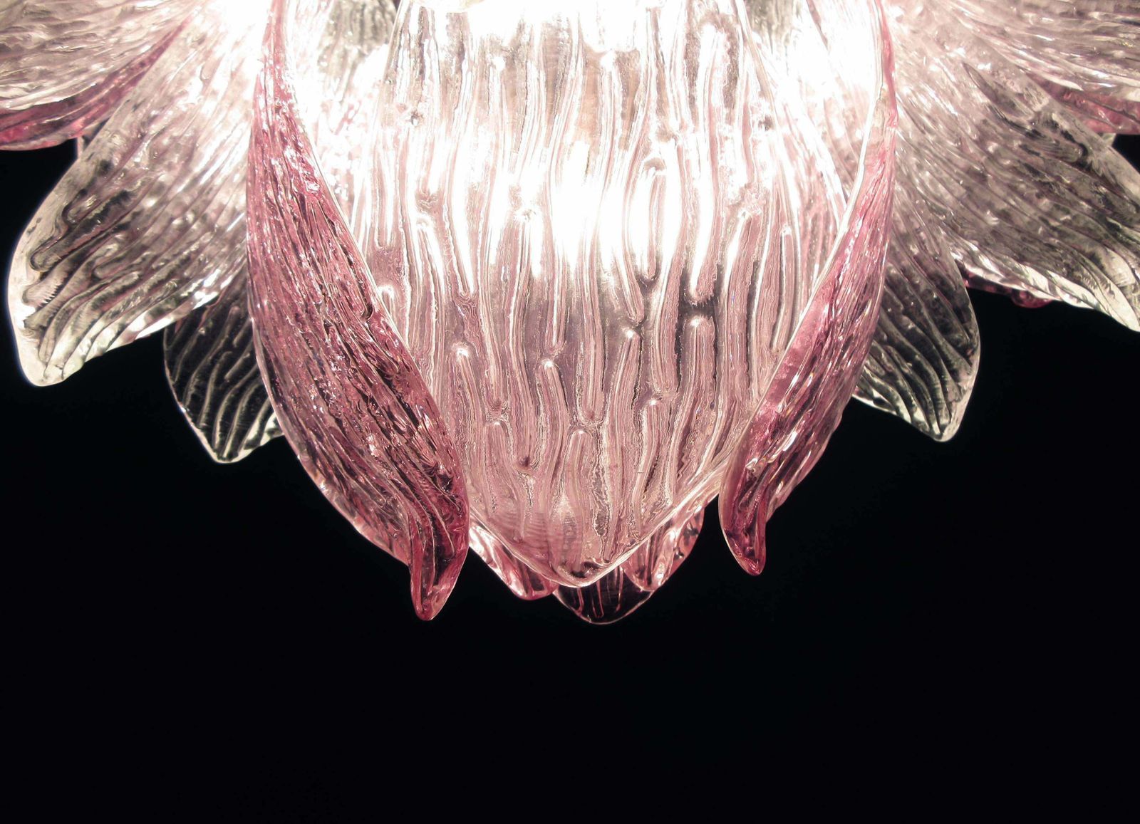 photo vintage Pair Of Italian Murano Chandeliers Transparent And Amethyst Glasses, Murano, 1