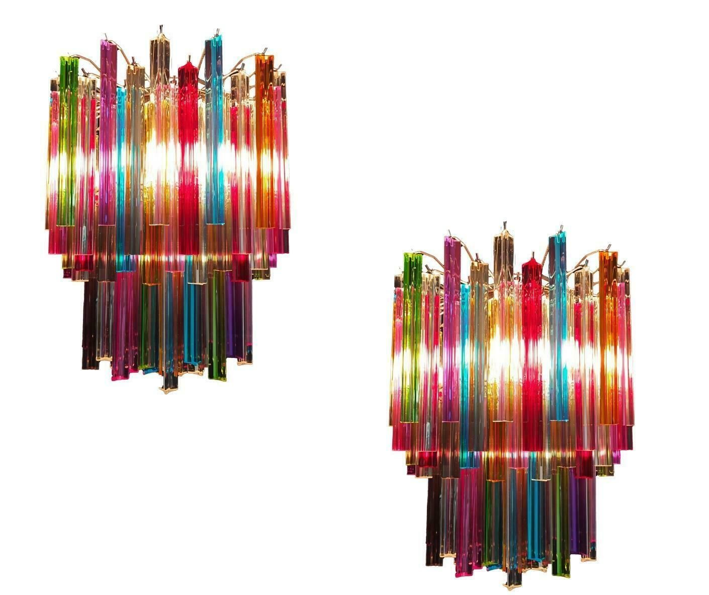 Fantastic Italian Multicoloured Prism "Arlecchino" Chandelier. Murano photo buy