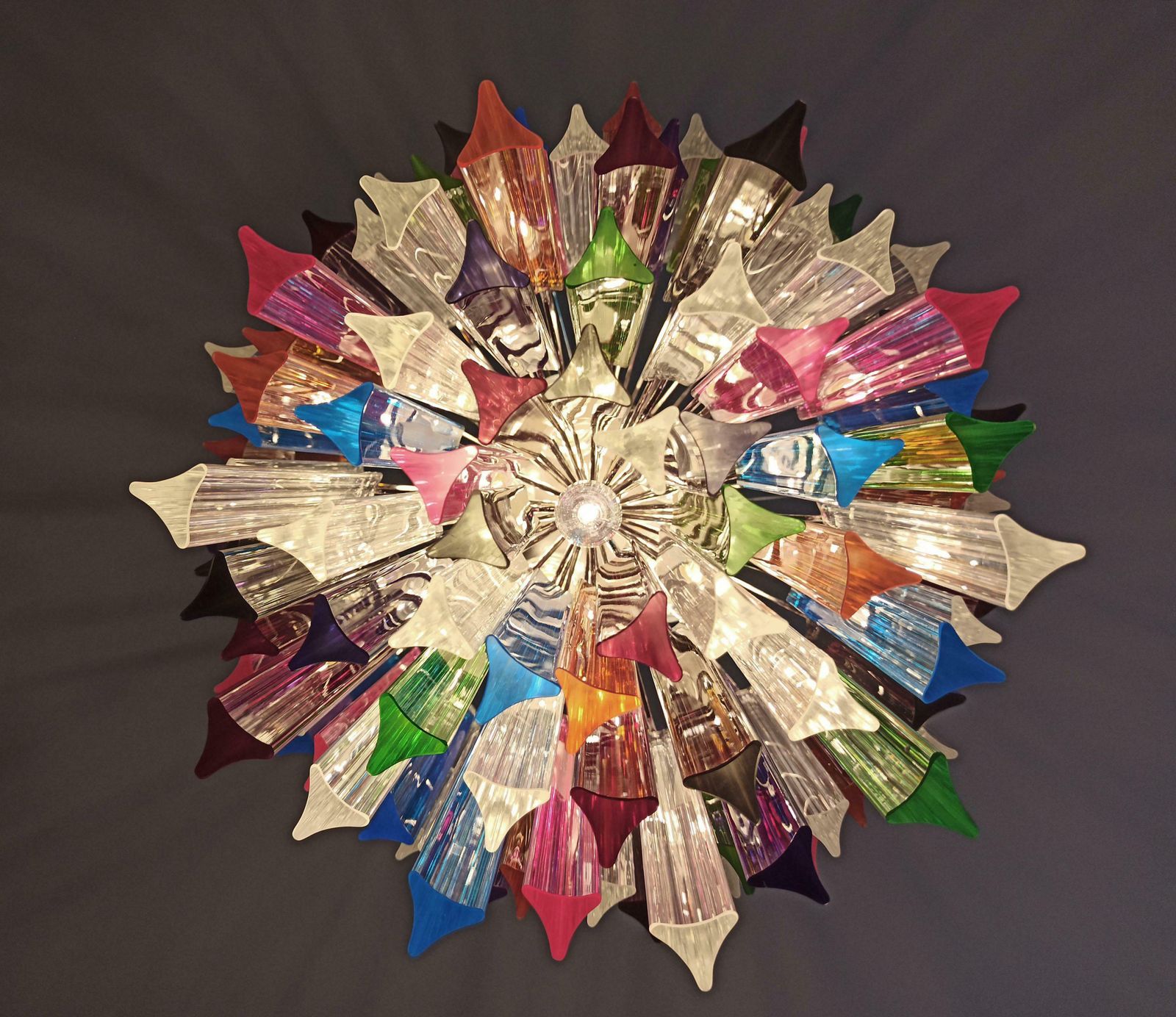 2423.0 Fantastic Italian Multicoloured Prism "Arlecchino" Chandelier. Murano photo