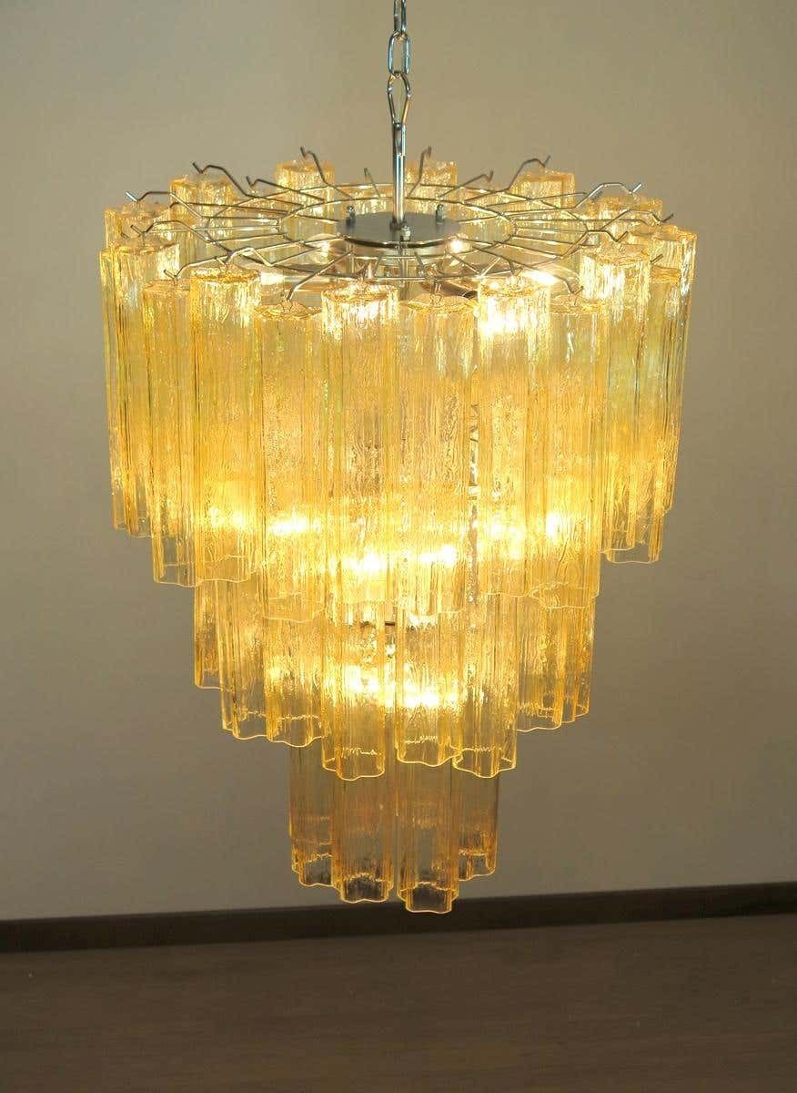 Luxurious Pair Of Gold Coloured Murano Chandeliers photo for sale