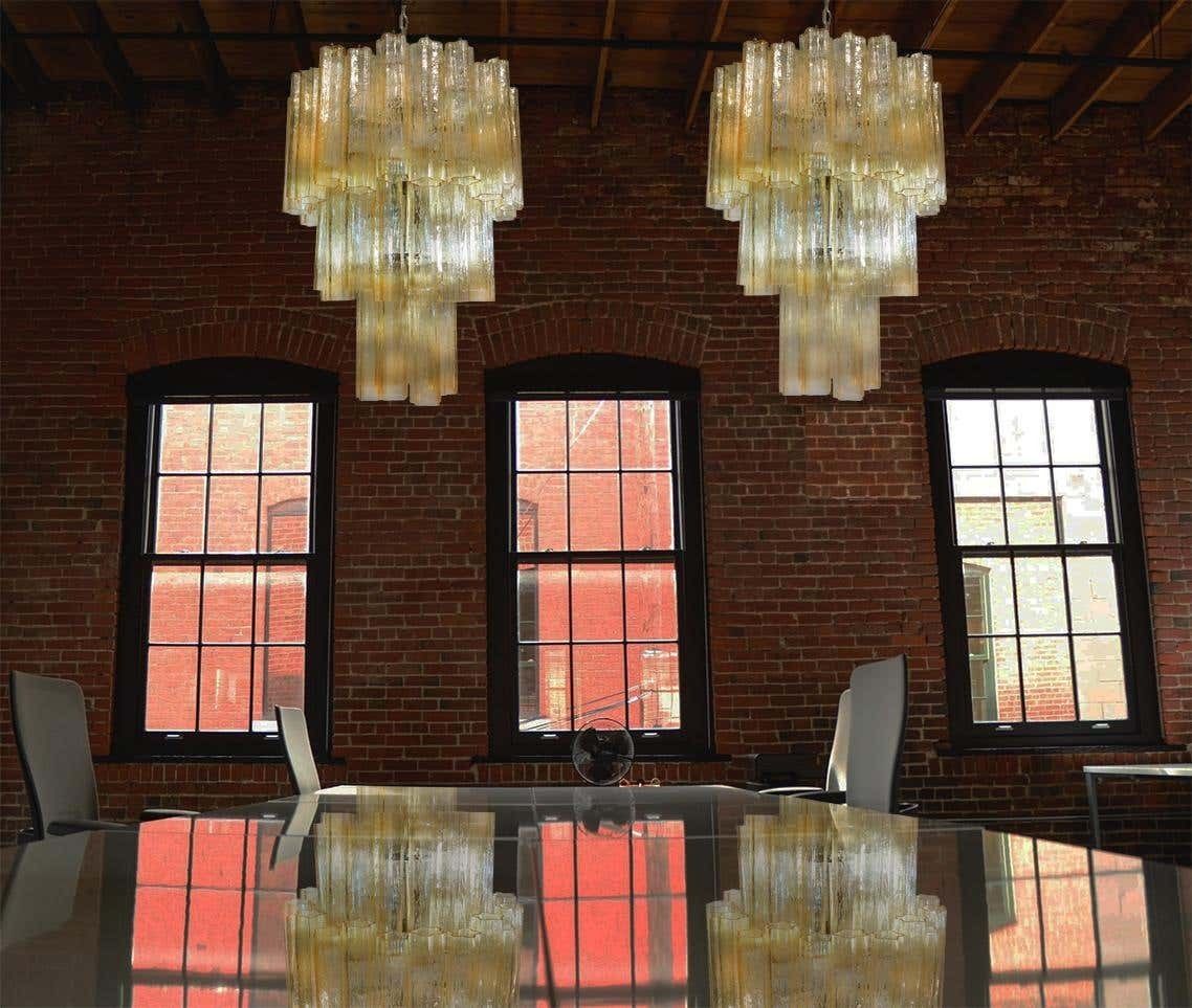 Luxurious Pair Of Gold Coloured Murano Chandeliers photo 2907.0