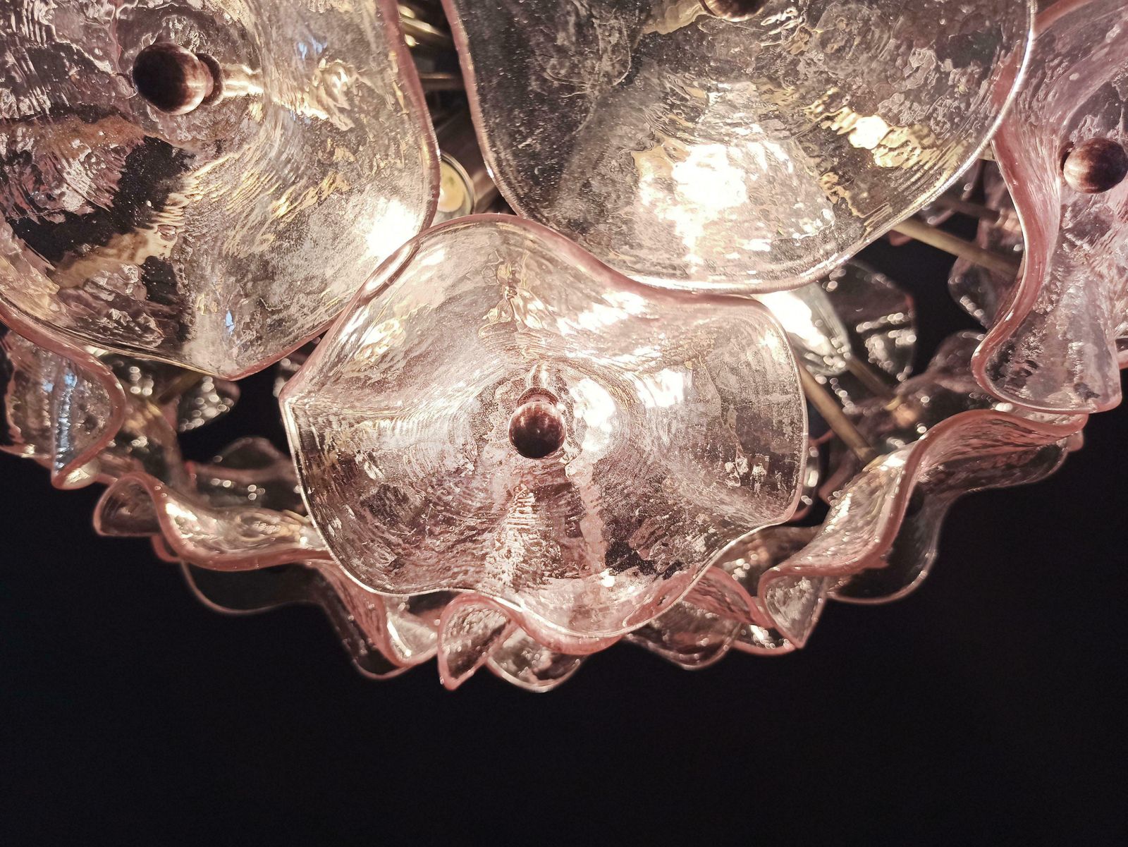 Stunning Vintage Sputnik Italian Crystal Chandelier, 51 Pink Glasses photo vintage