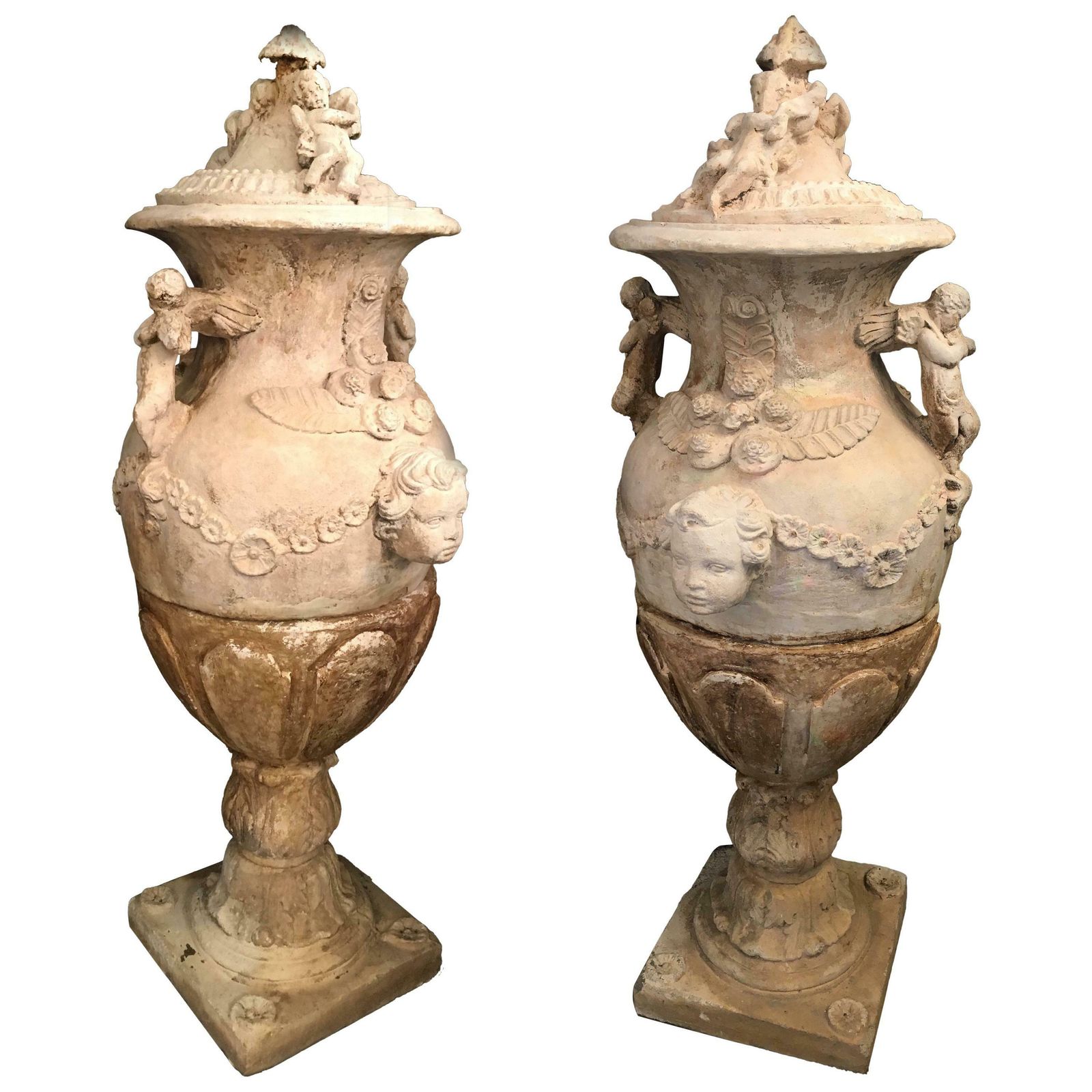 Pair Of Old Italian Stone Garden Vases. Florence, Late Of 18th Century