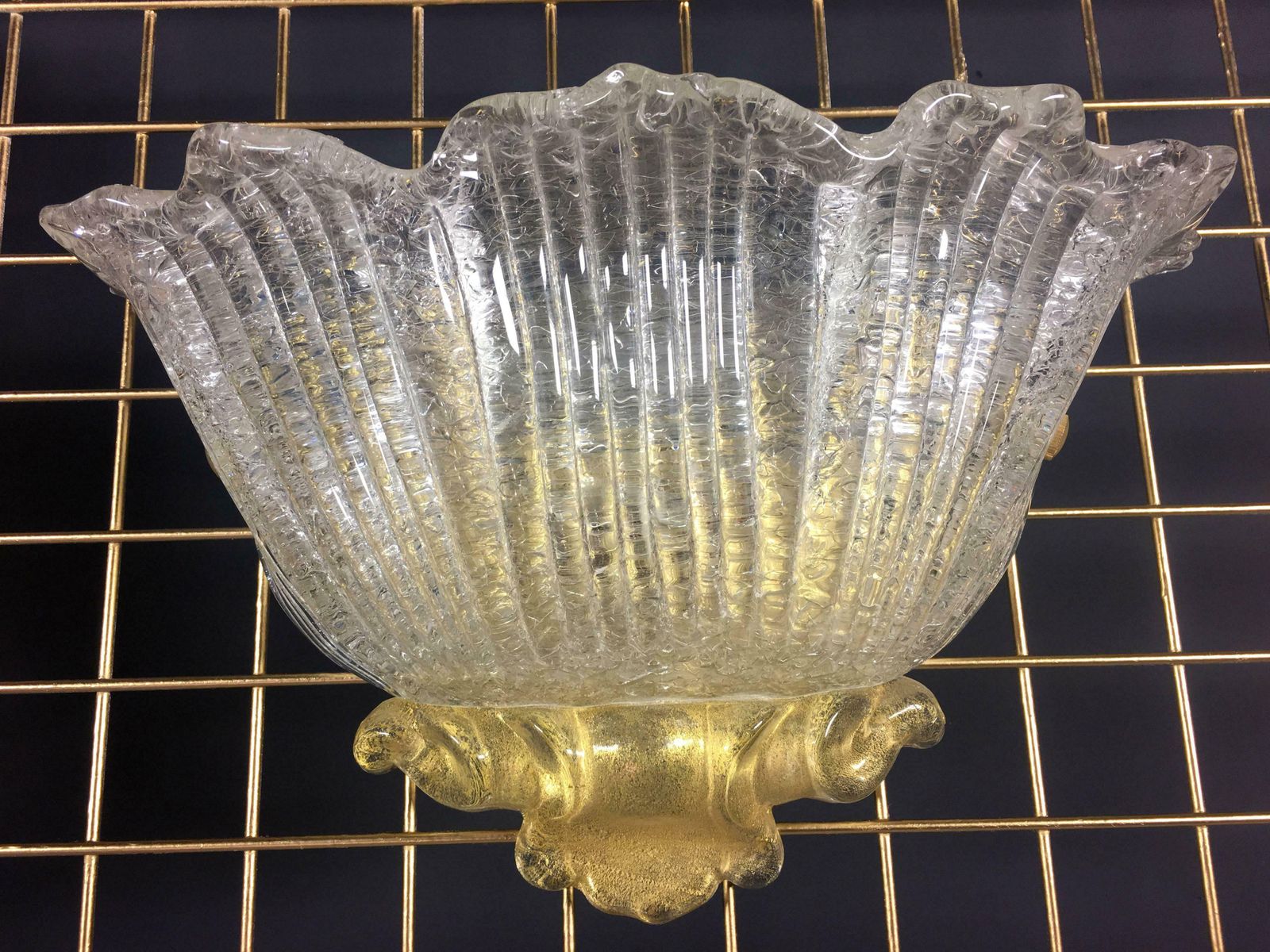 photo furniture Pair Of Sconces Gold Inclusions Barovier & Toso Style, Murano, 1980