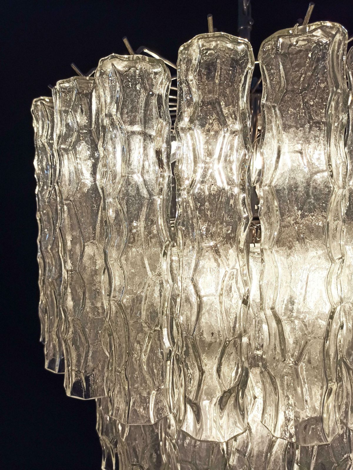 Pair Of Large Three Tier Murano Glass Tube Chandelier photo buy
