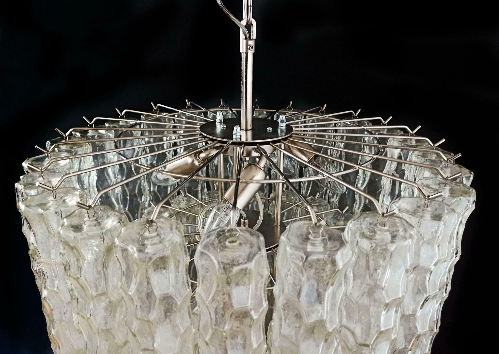 3635.0 Pair Of Large Three Tier Murano Glass Tube Chandelier photo