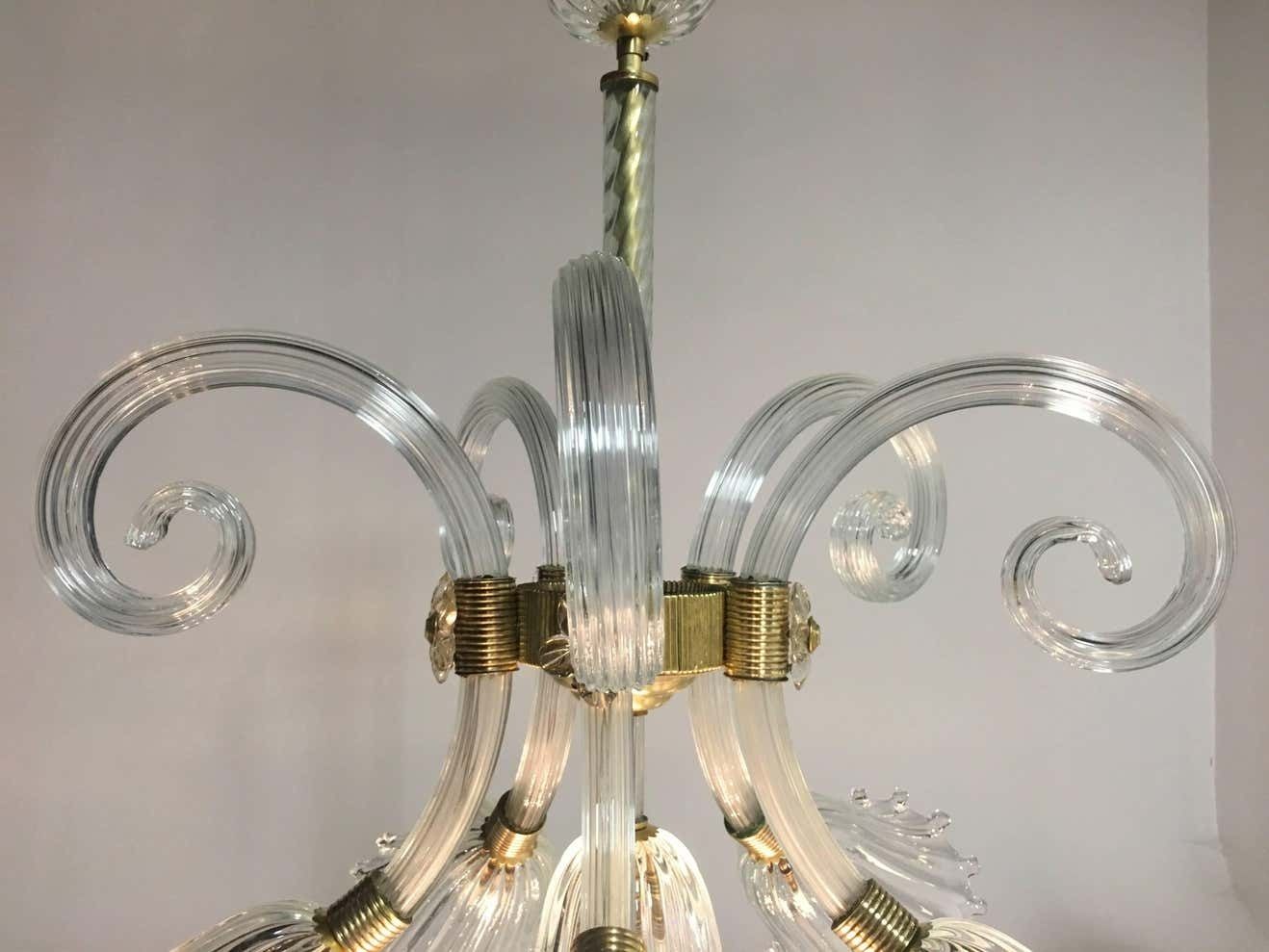 Art Deco Chandelier By Ercole Barovier, Murano, 1940s photo Lighting