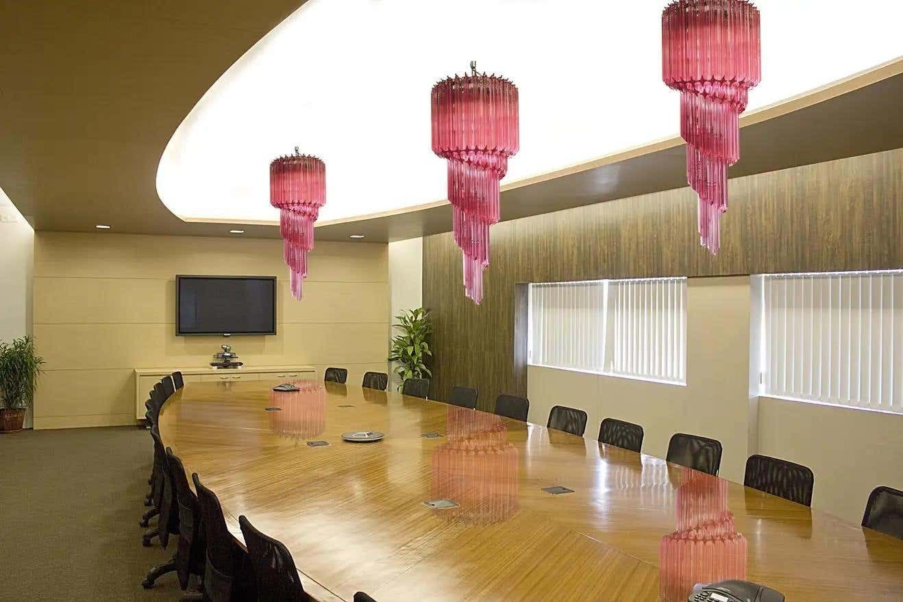 Trio Of Murano Chandeliers 86 Crystal Pink Prism, Murano photo furniture