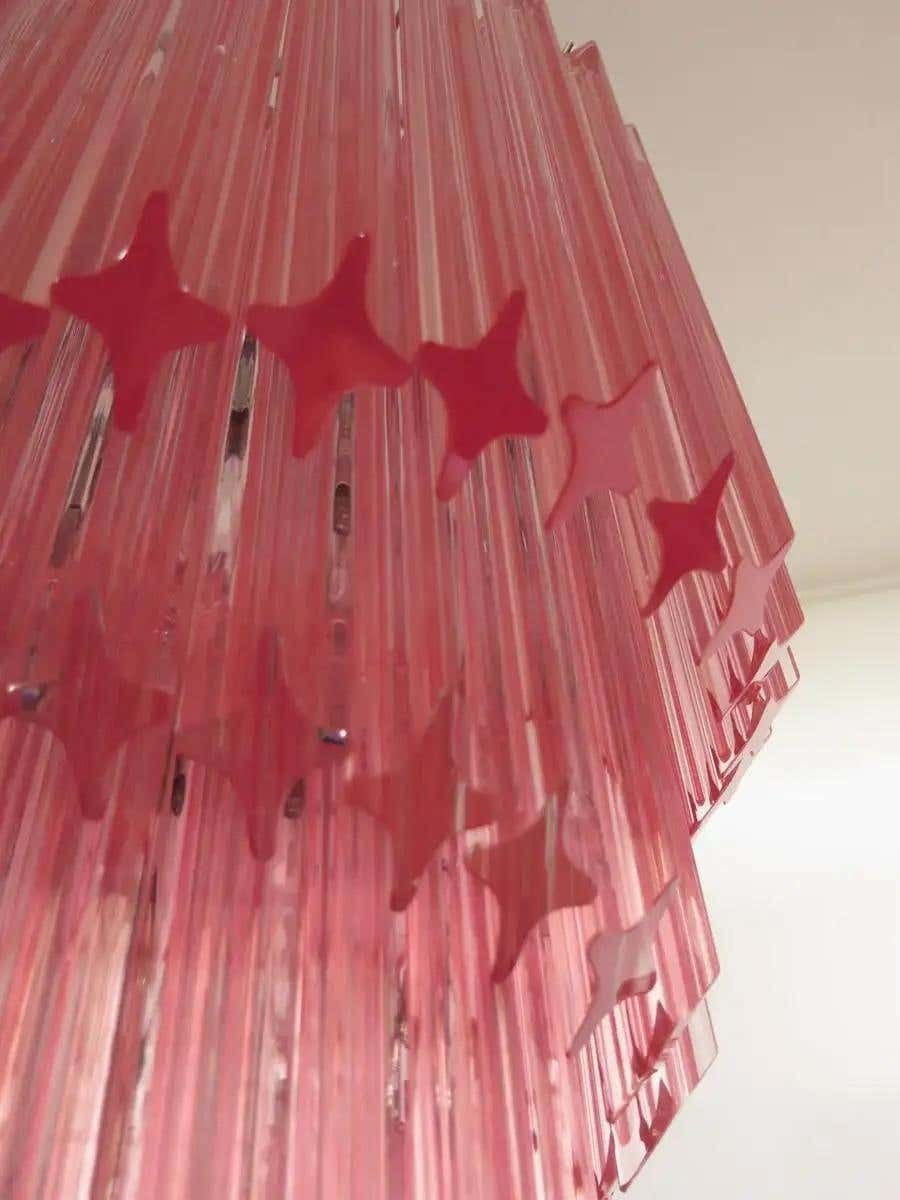 Trio Of Murano Chandeliers 86 Crystal Pink Prism, Murano photo vintage