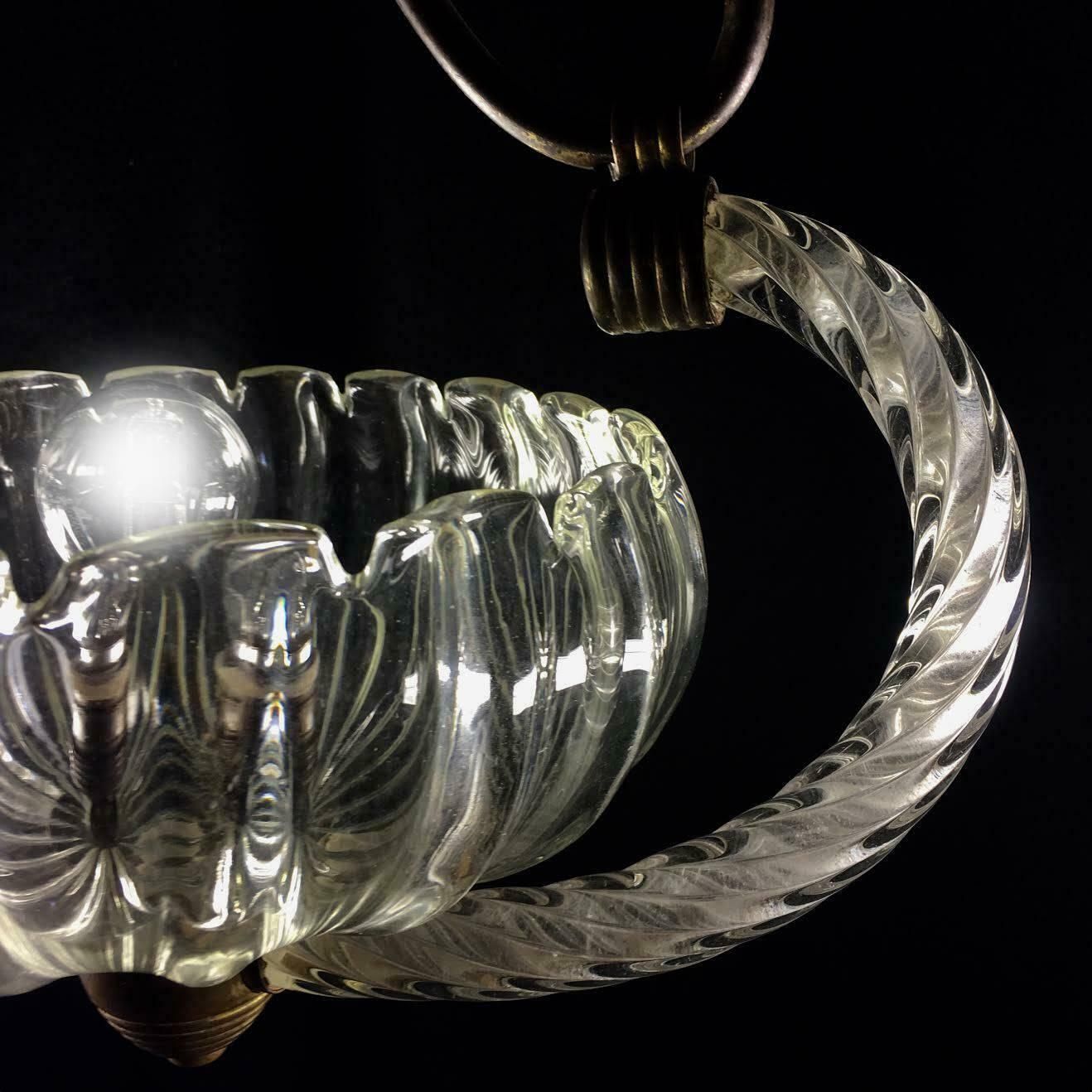 Charming Art Deco Italian Chandelier By Ercole Barovier, Murano, 1940 photo vinterior