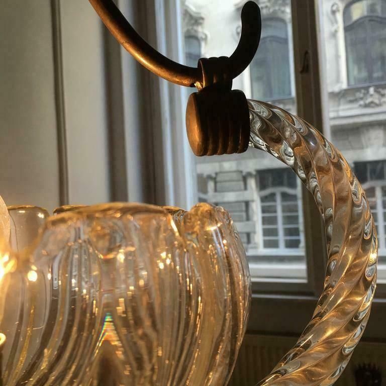 Charming Art Deco Italian Chandelier By Ercole Barovier, Murano, 1940 photo vintage