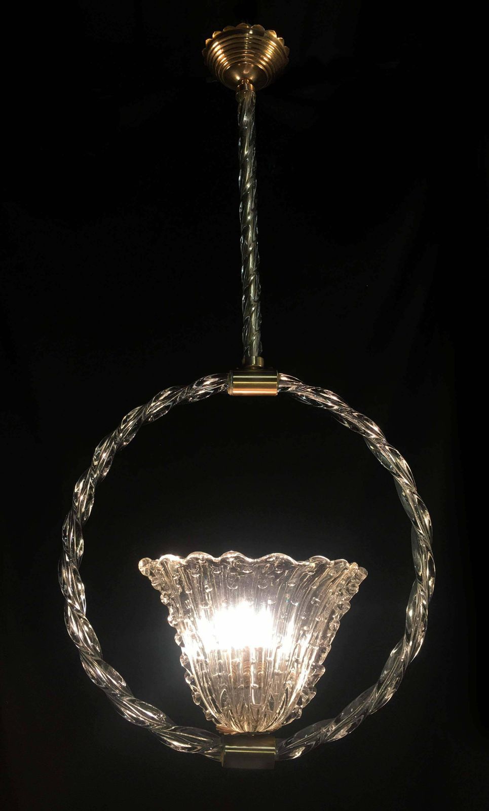 photo vinterior Charming Bubble Glass Pendant By Barovier And Toso  Murano  1940s