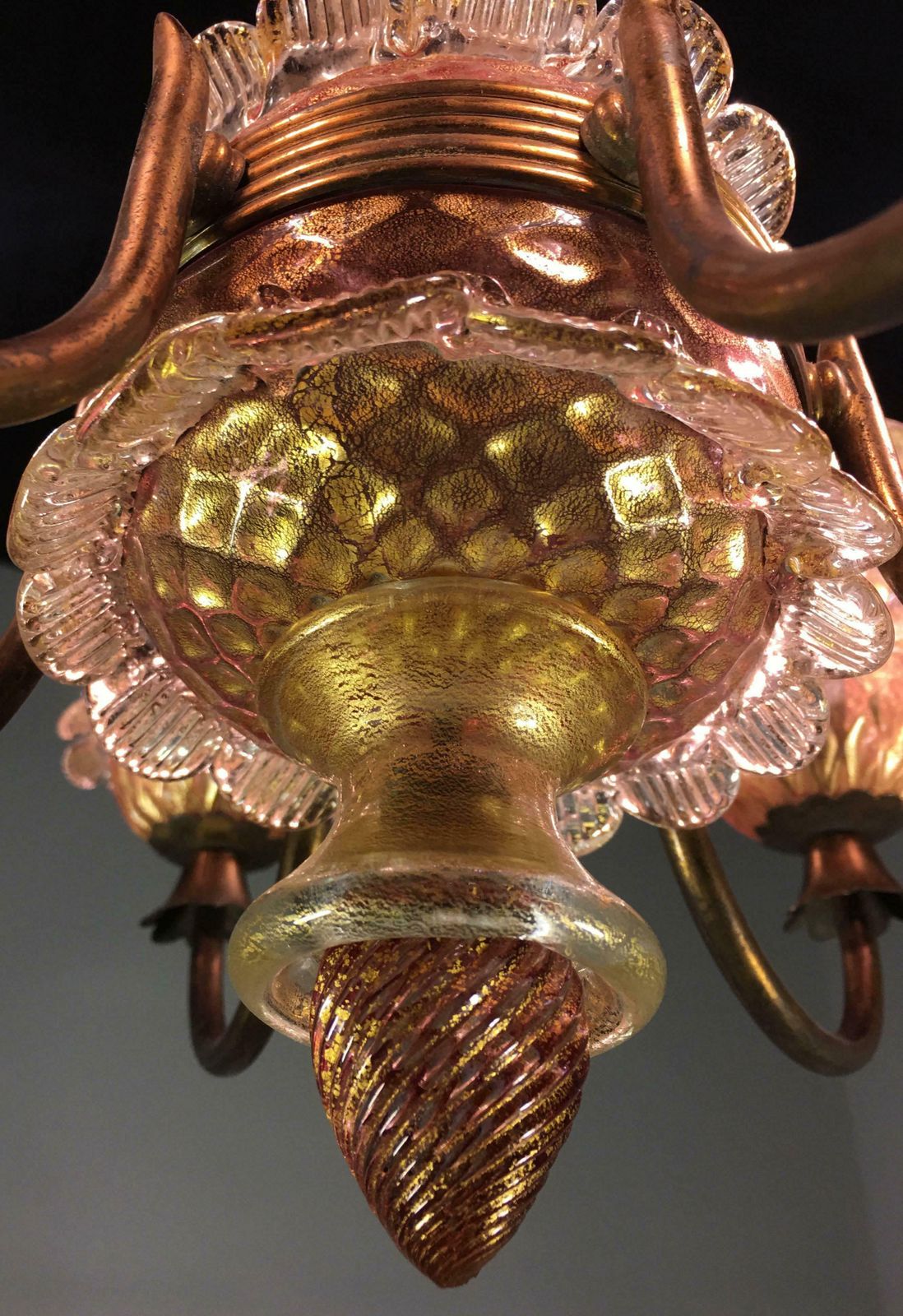 Pink And Gold Chandelier By Barovier & Toso, Murano, 1950 photo buy