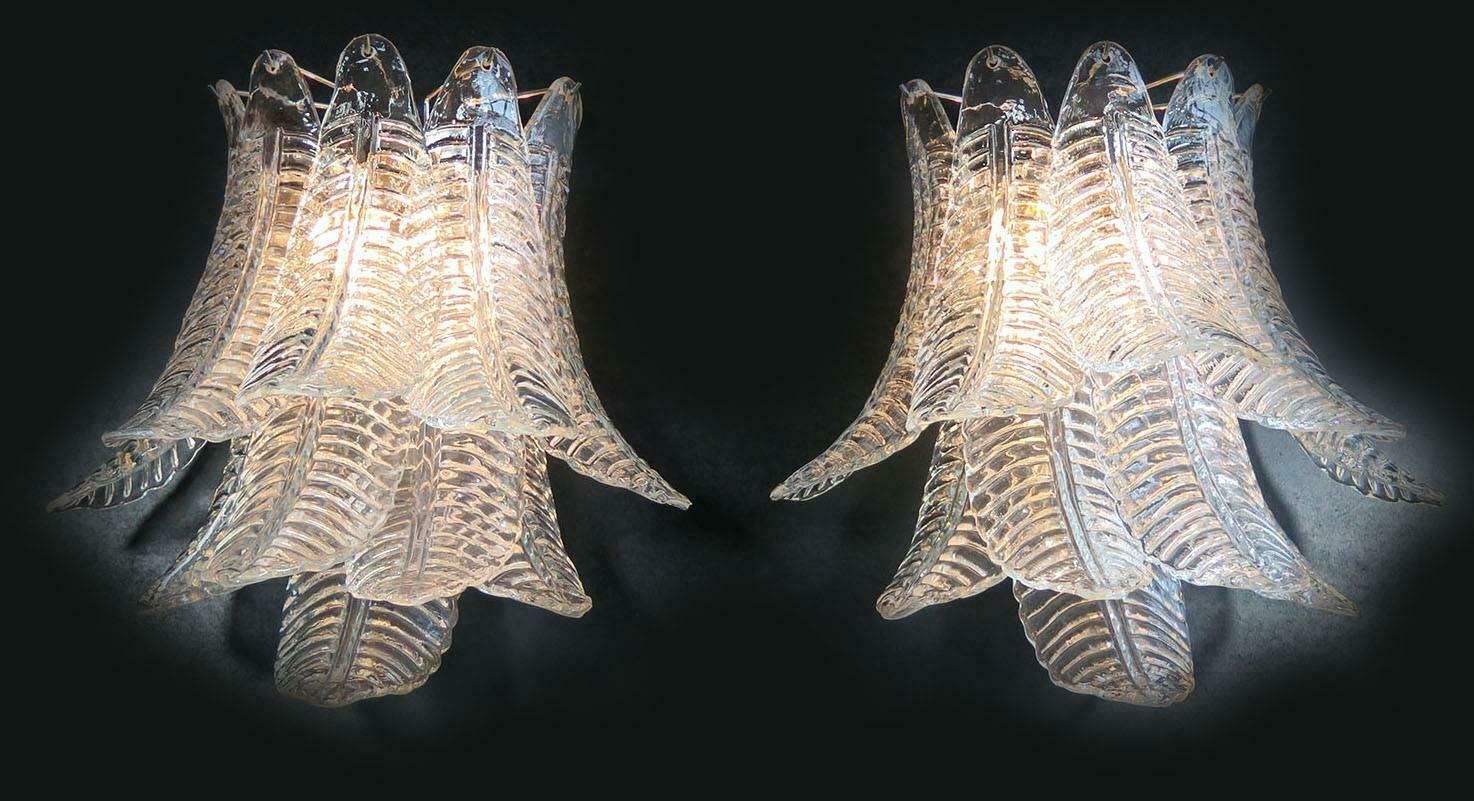 Pair Of Italian Felci Leaves Sconces Barovier And Toso Style  Murano photo furniture
