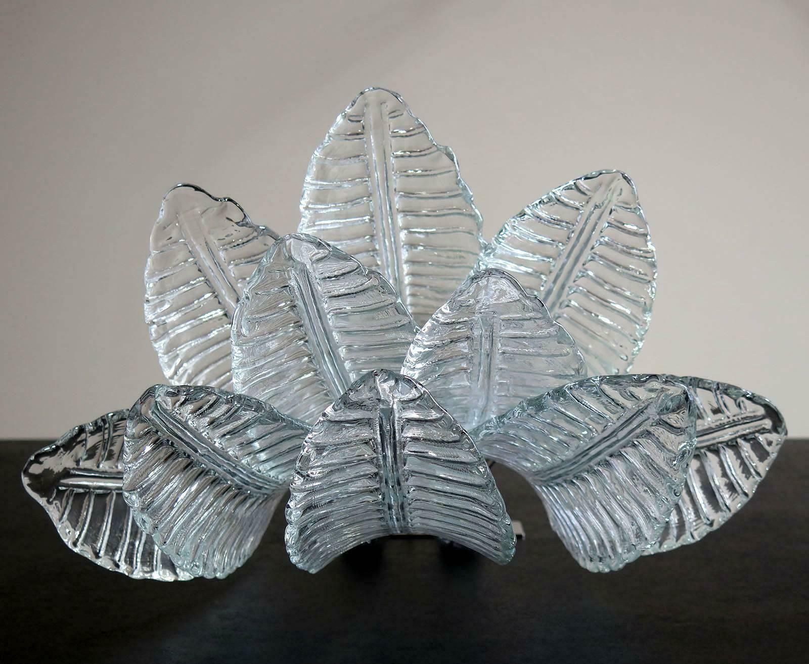 Pair Of Italian Felci Leaves Sconces Barovier And Toso Style  Murano photo vinterior