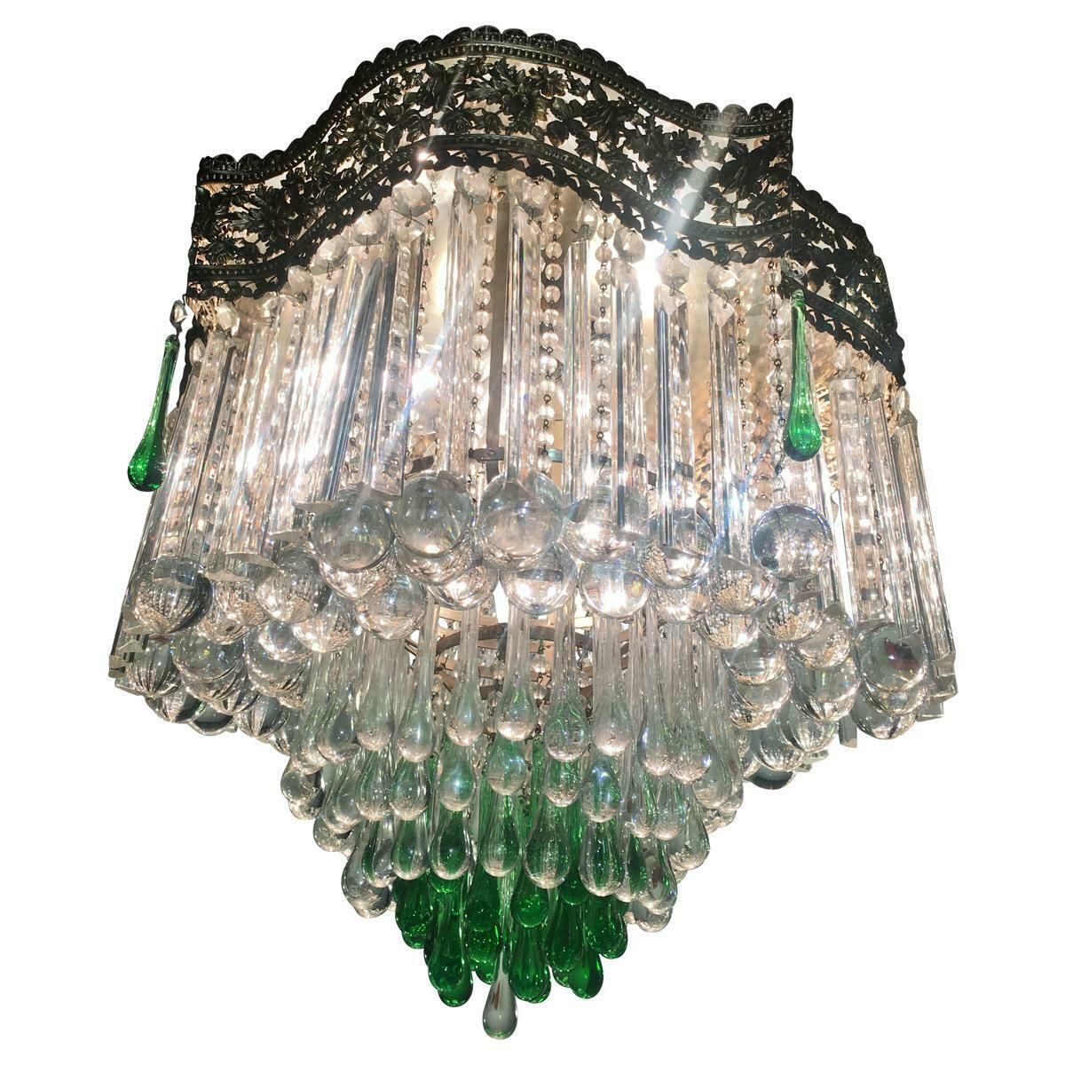 Amazing Italian Chandelier Royal Crown Murano 1950s