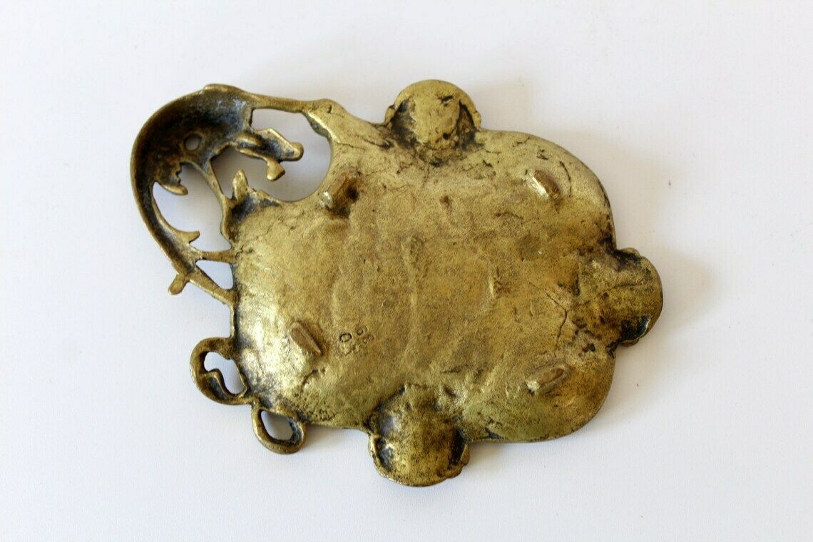 photo for sale Antique Bronze Ashtray, Trinket Dish, Embossed Dragon, Gryphon Griffin Griffon, Pin Dish, Trinket Dish Vide Poche Coin Dish, Signed