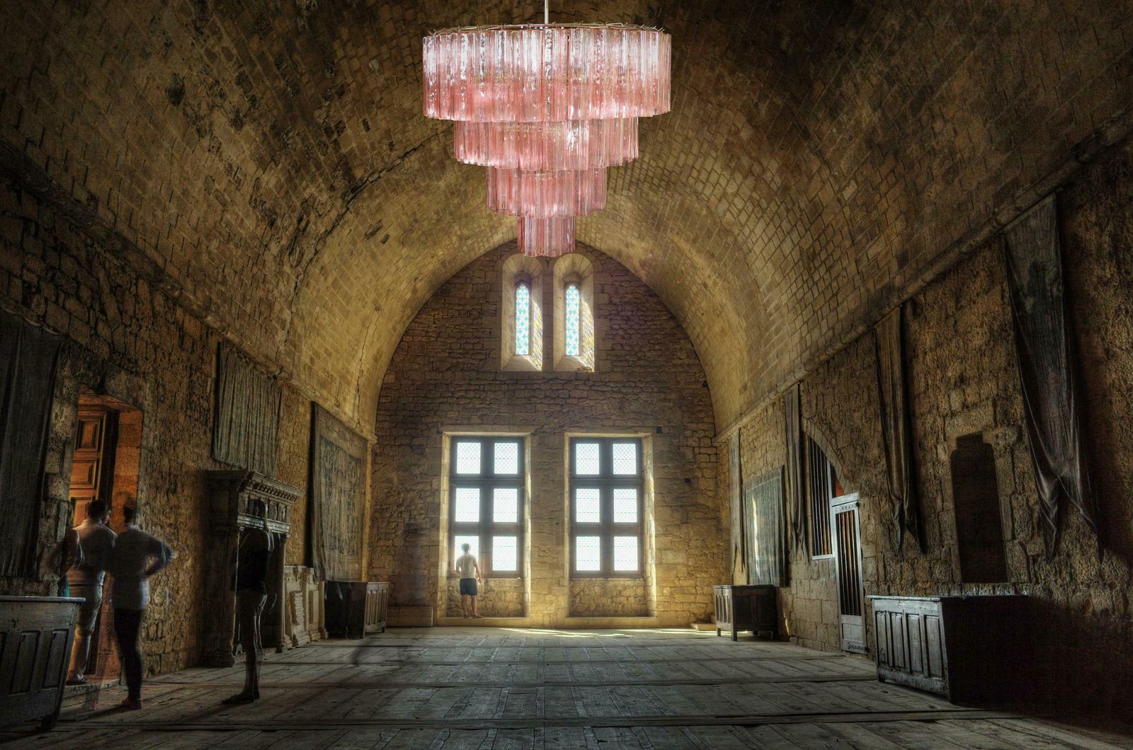 photo vinterior Italian Tronchi Chandelier, 78 Pink Glasses, Murano, 1990