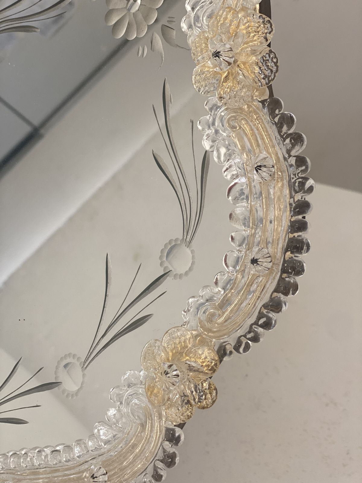 Transparent And Gold Murano Glass Photo Frame With Flowers And Hand Engraved.....Rare Artigian Italian Handmade photo buy