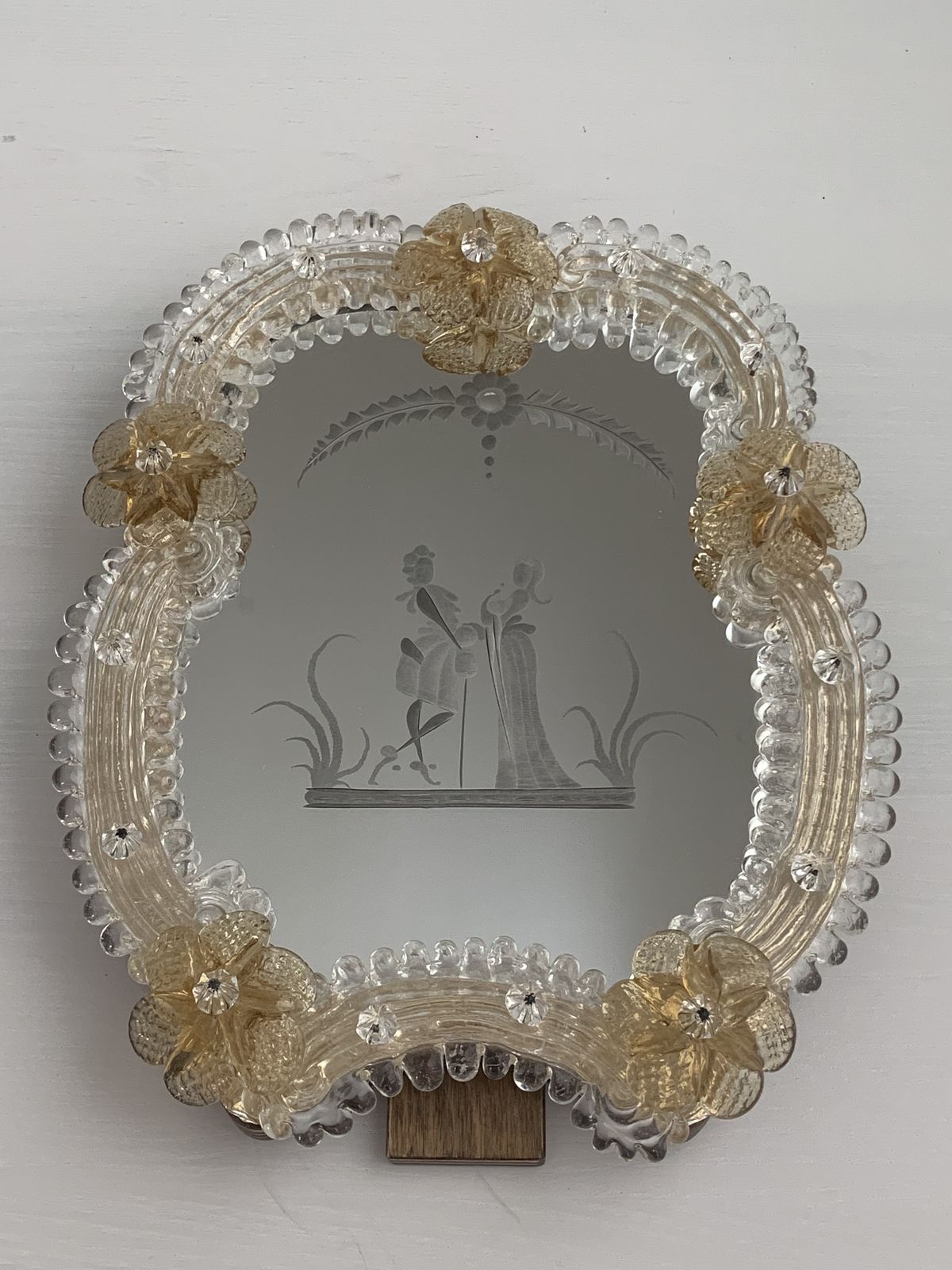 photo for sale Transparent And Gold Murano Glass Photo Frame With Flowers And Hand Engraved.....Rare Artigian Italian Handmade