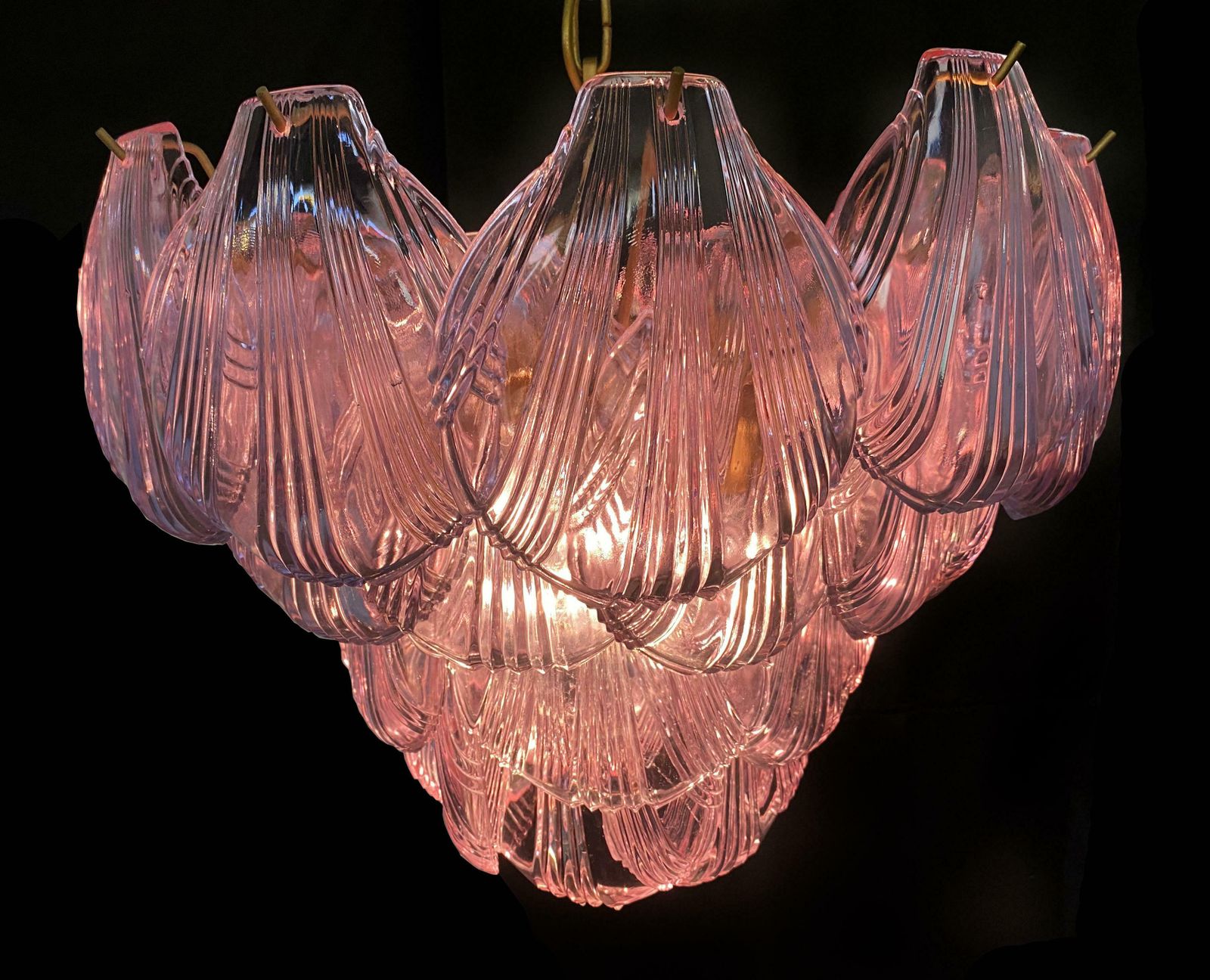 photo buy Pair Of Italian Pink Shell Chandeliers, Murano
