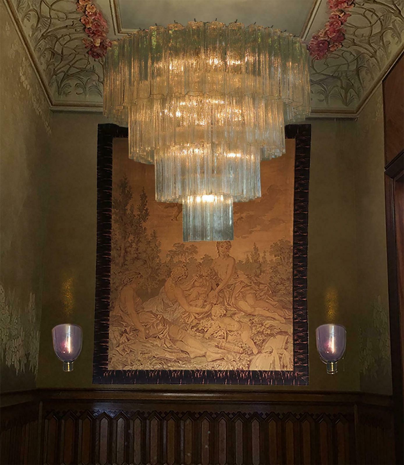 photo vinterior Italian Murano Glass Chandelier, 78 Tronchi, Tony Zuccheri Style