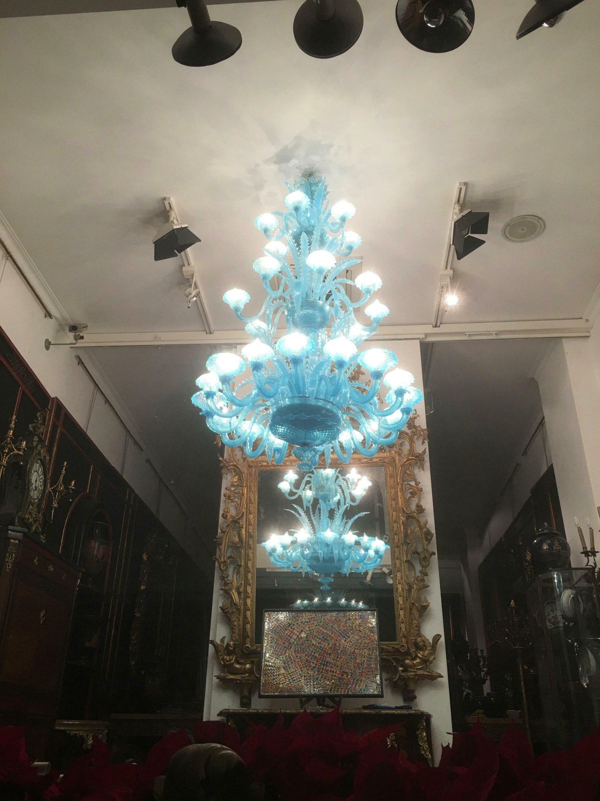 40379.0 Late 20th Century Murano Glass Italian "Queen Turquoise" Chandelier, 1980s photo
