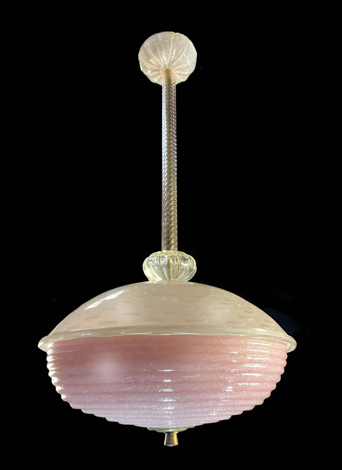 Charming Pink Glass Lantern Chandelier By Barovier And Toso Murano 1940 photo furniture