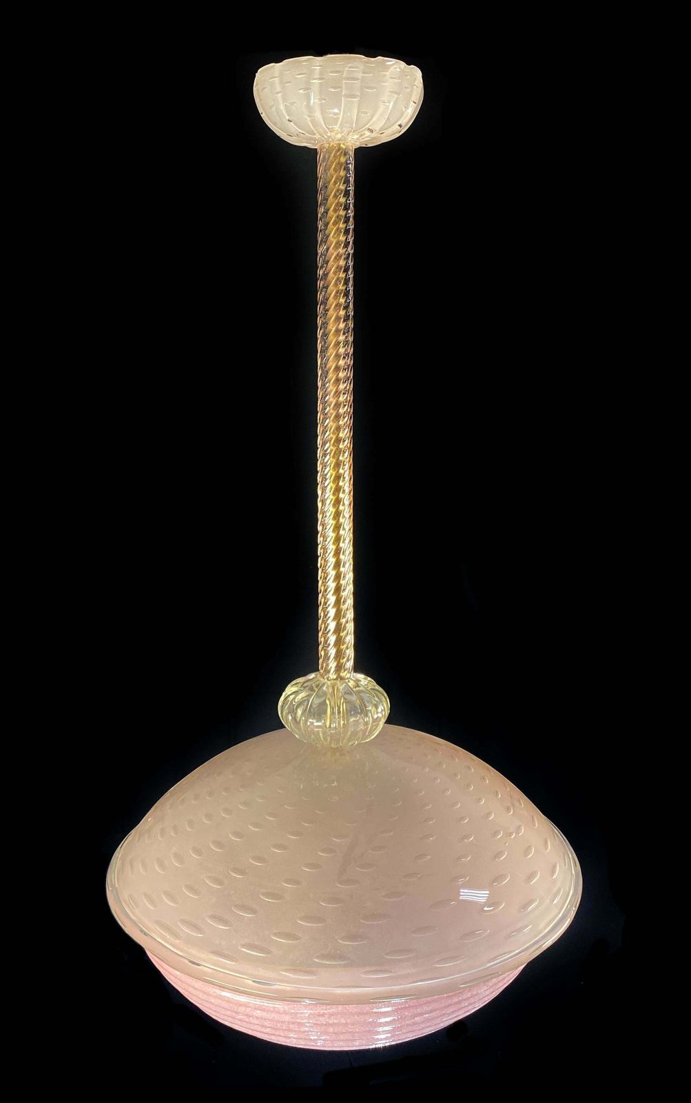 Charming Pink Glass Lantern Chandelier By Barovier And Toso Murano 1940 photo Lighting