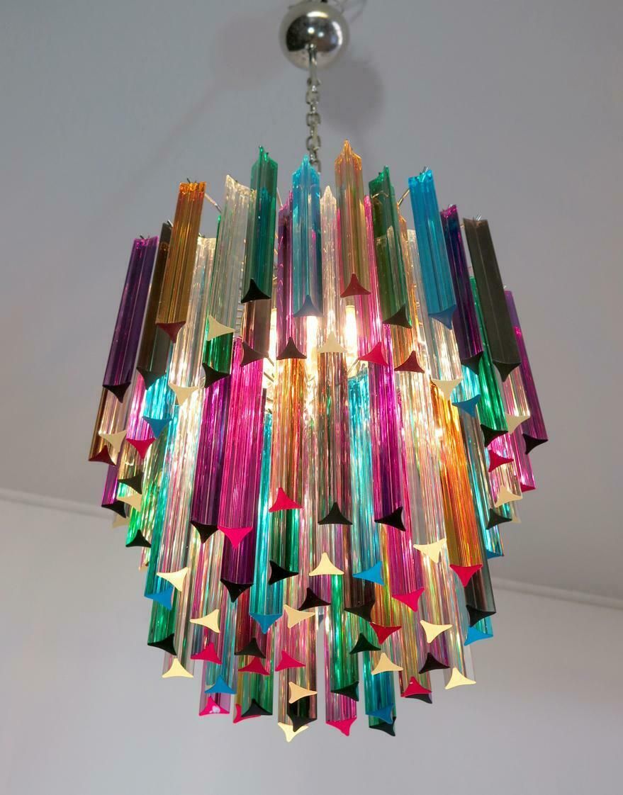 Pair Italian Chandeliers Arlecchino Glass, Murano, 1970s photo buy