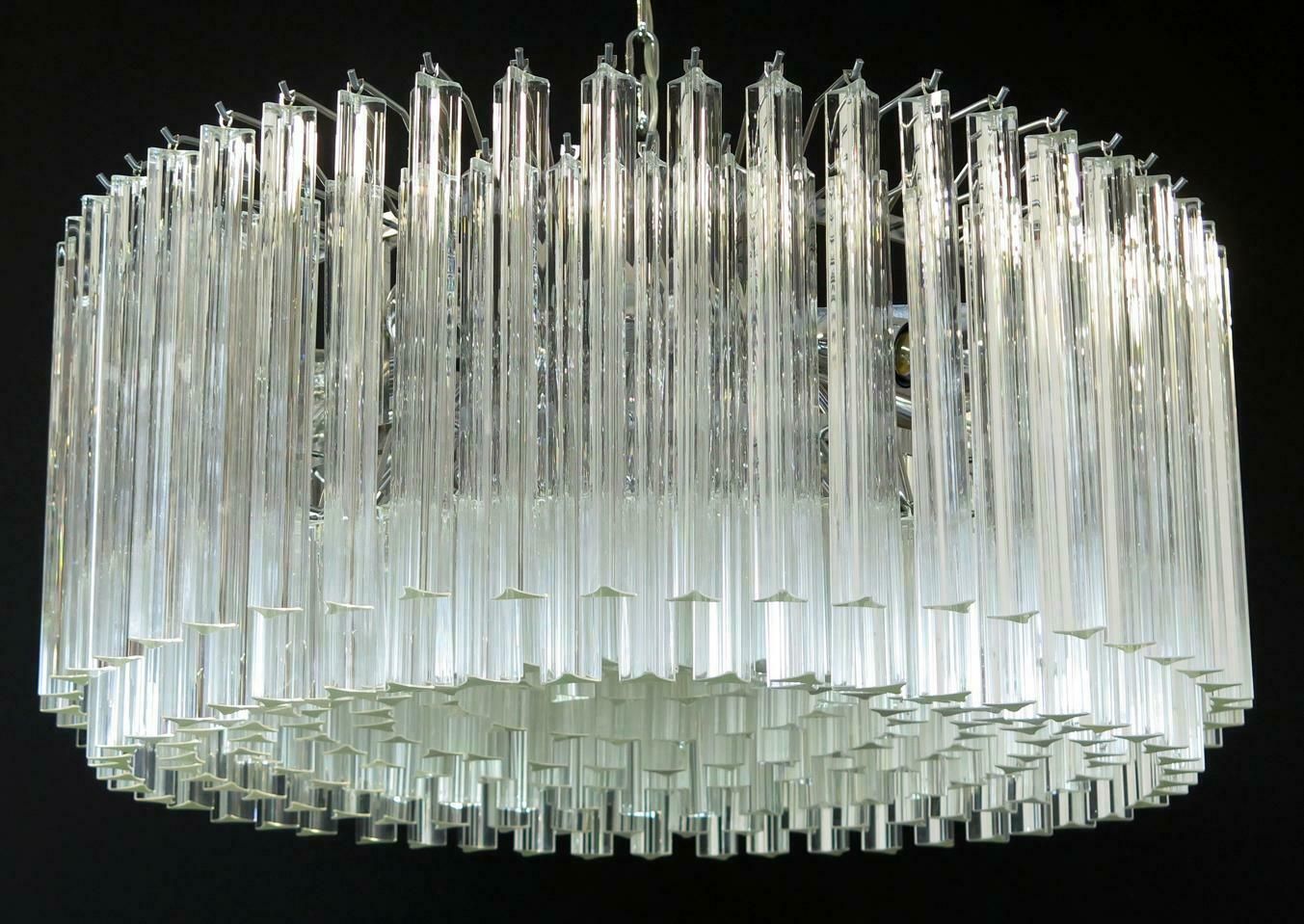 Lighting Triedri Glass Chandelier, 265 Trasparent Prism, Murano photo