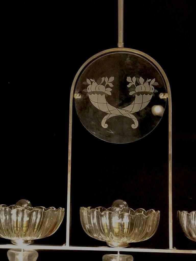 Art Deco Italian Chandelier By Ercole Barovier, Murano, 1940 photo furniture