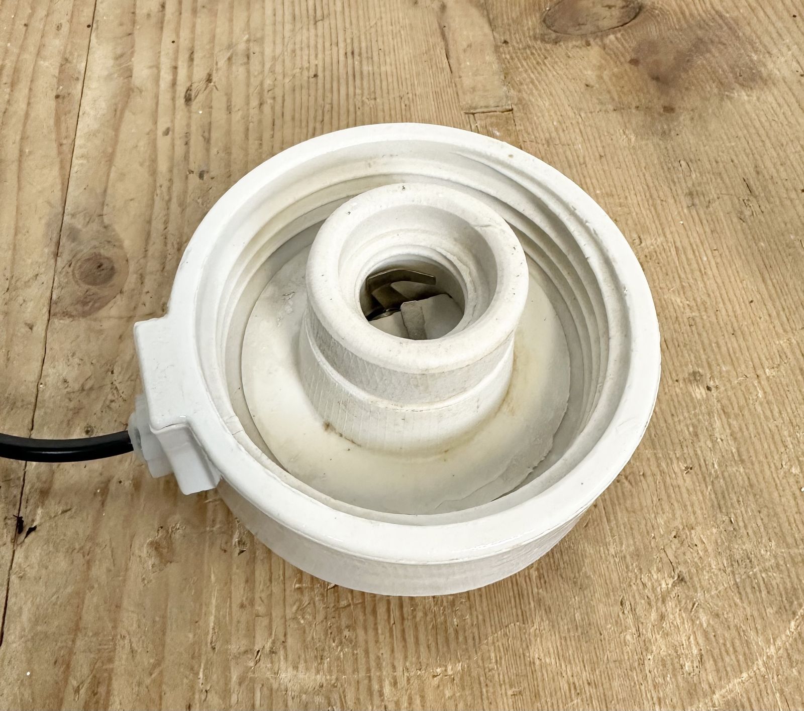 Vintage White Porcelain Pendant Light With Frosted Glass, 1970s, 14x photo vintage