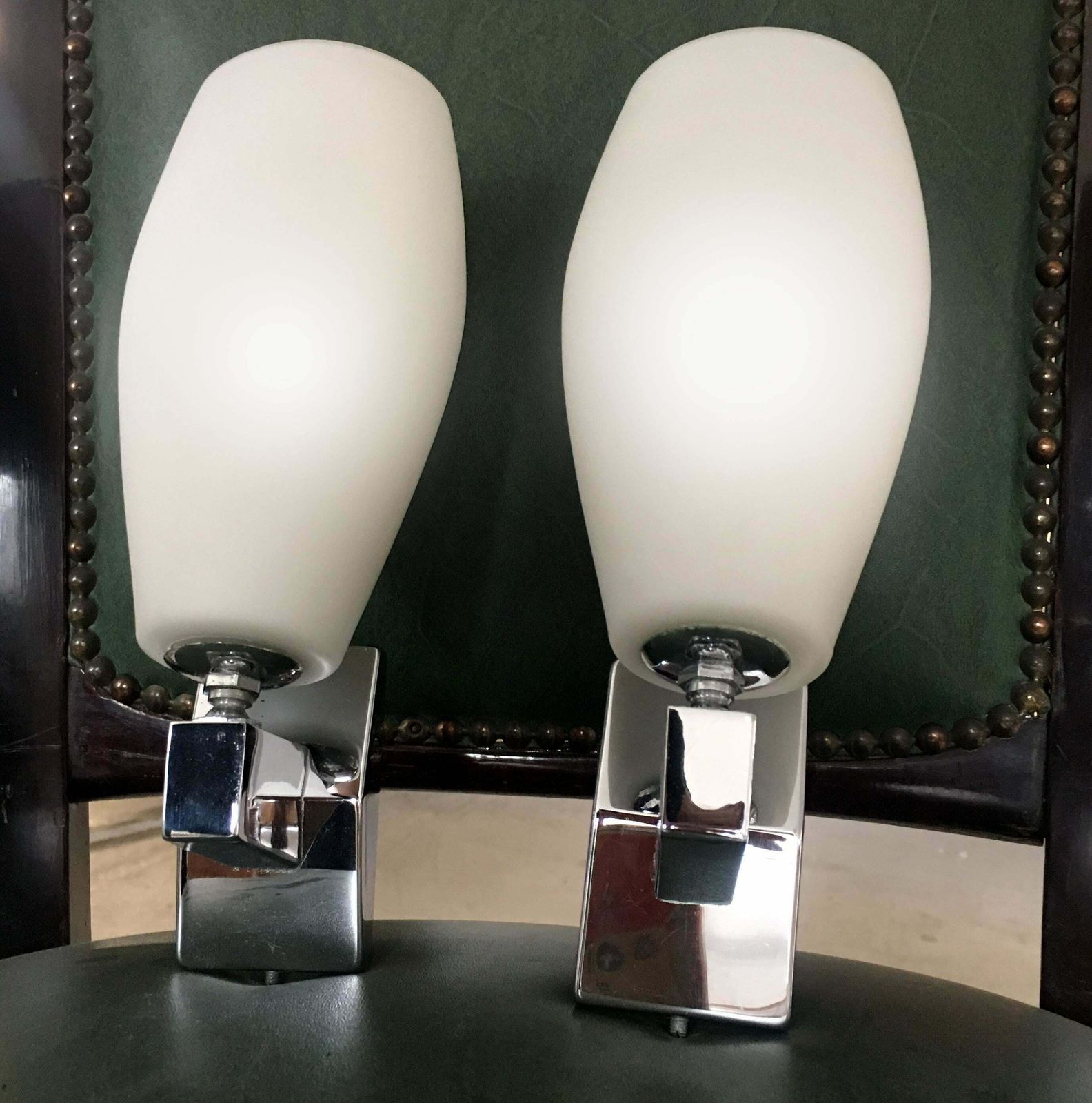 Pair Of Sconces In The Style Of Fontana Arte Italy 1970 photo 2423.0