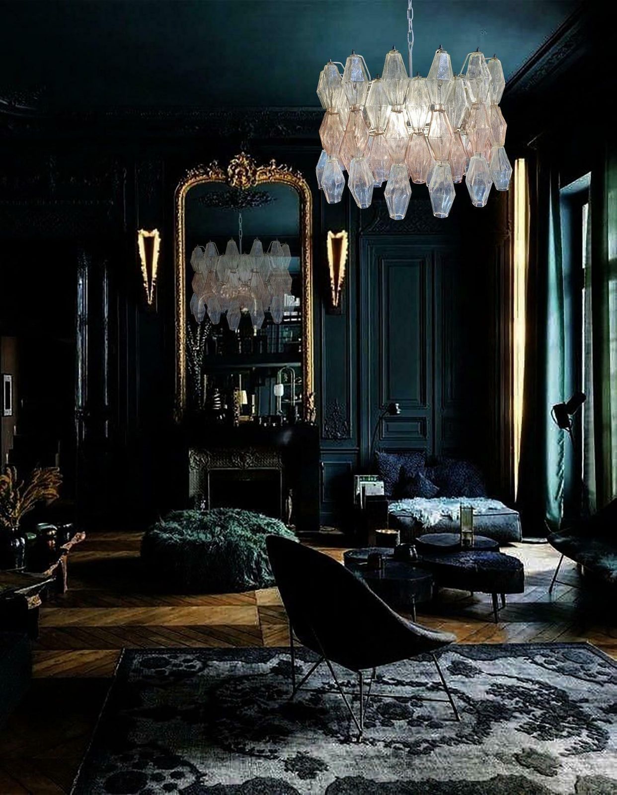 Pair Of Original Poliedri Chandelier By Carlo Scarpa For Venini Murano 1960s photo vintage