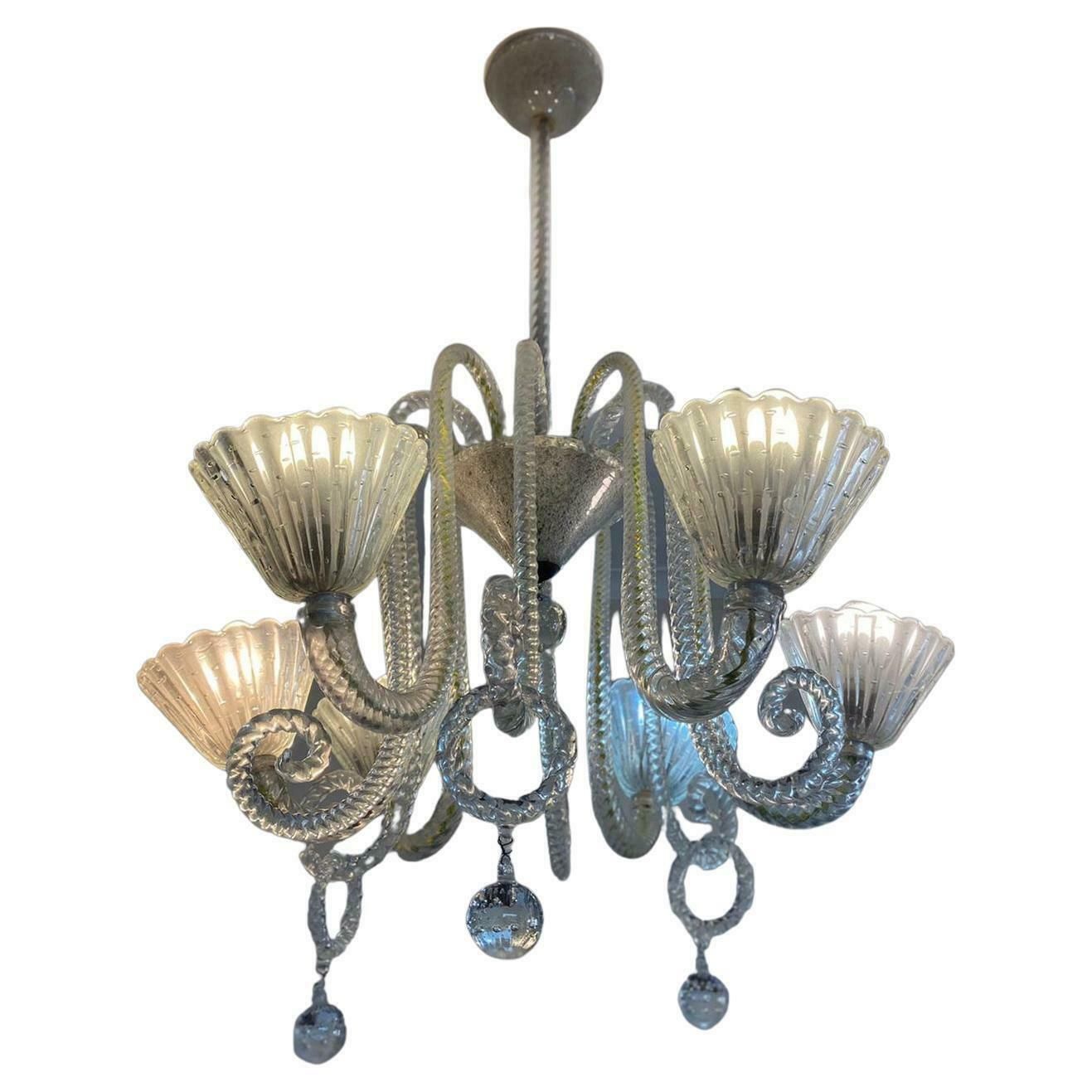 Art Deco Chandelier By Ercole Barovier Murano 1940
