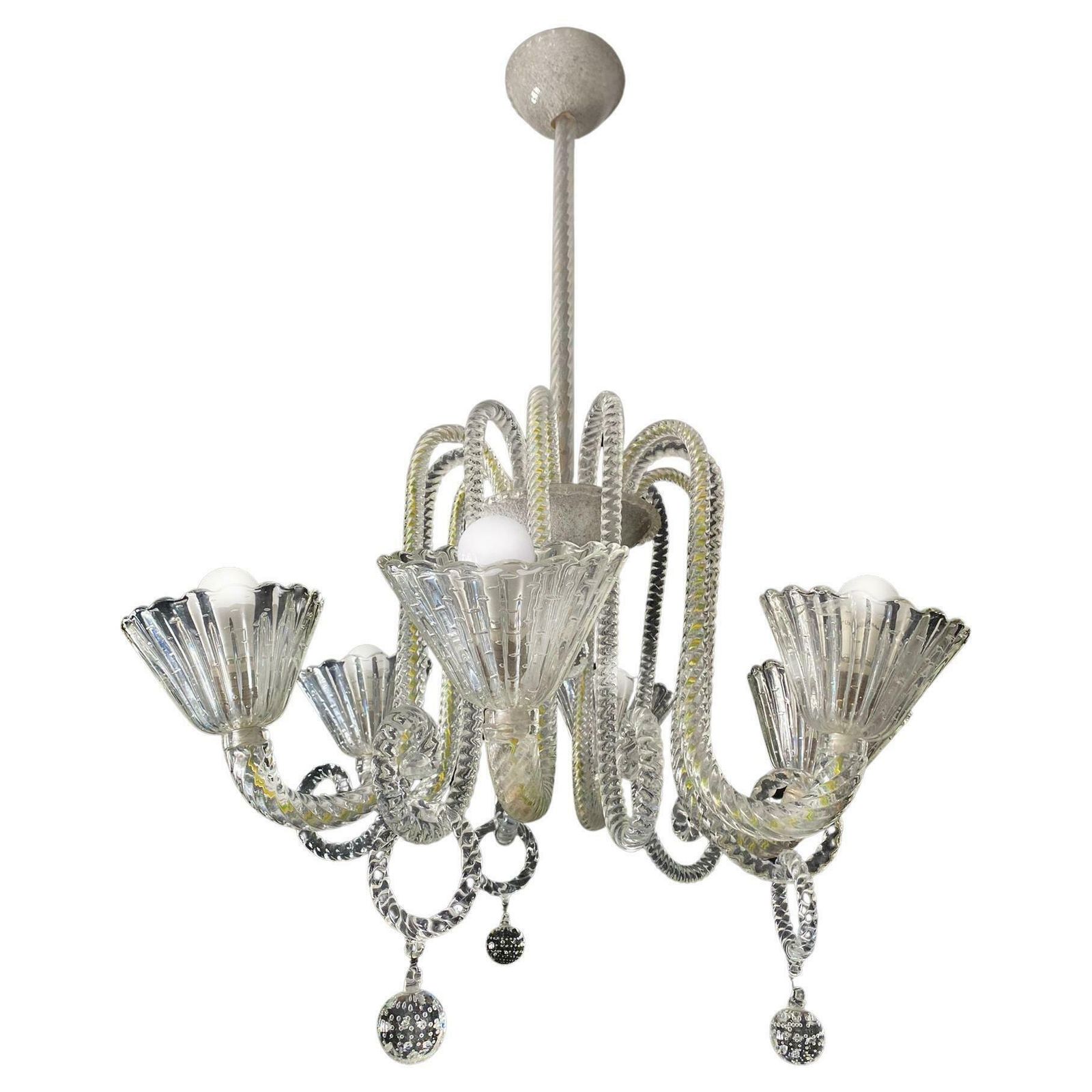 Art Deco Chandelier By Ercole Barovier Murano 1940 photo Lighting